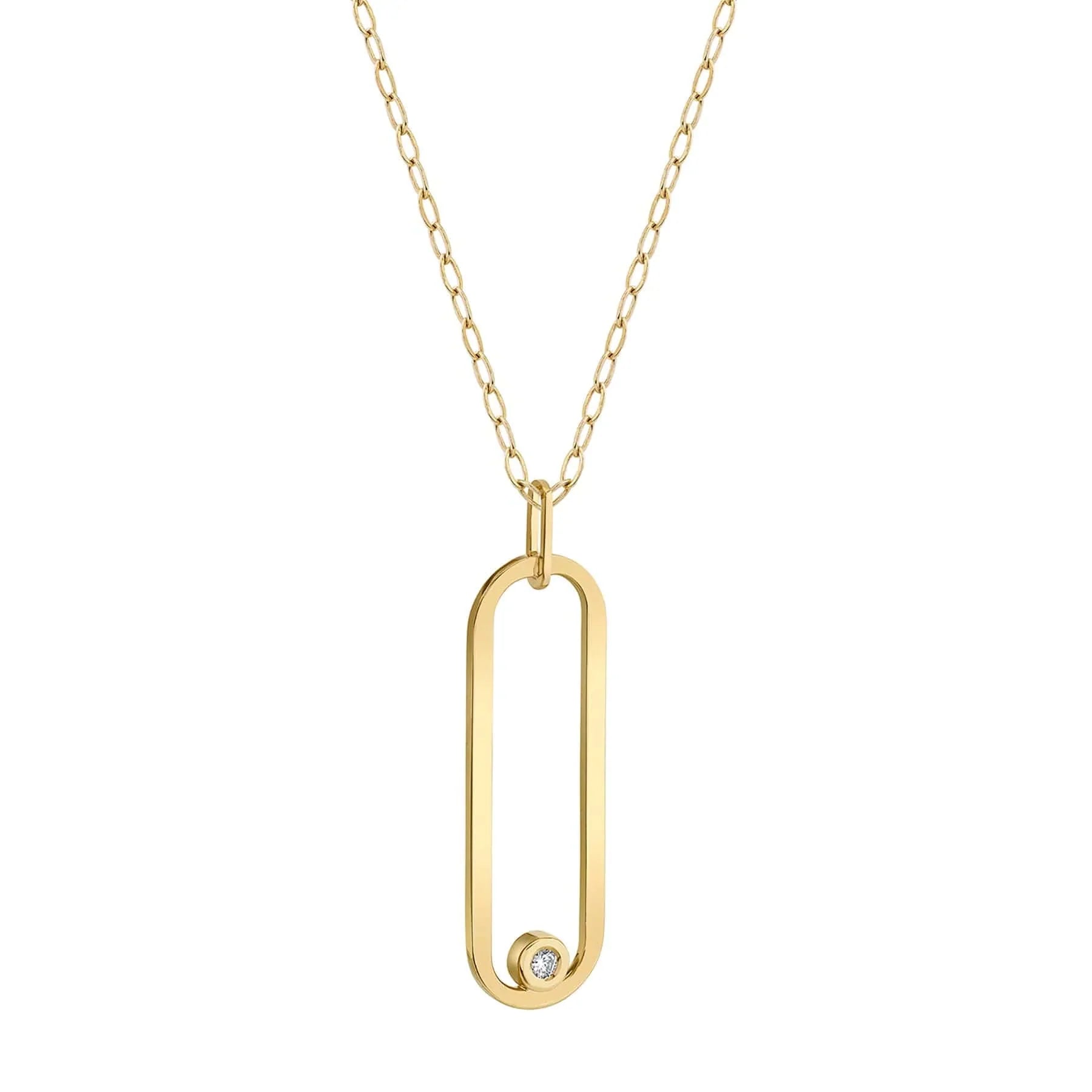 14K Yellow Gold Open Oval Diamond Pendant Necklace for Women - Elegant Gift for Birthday, Anniversary & Special Occasions