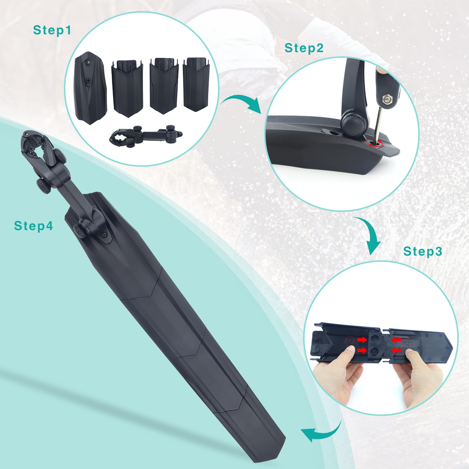24/26/27.5 Inch Bike Fender Set - Universal Front & Rear Mudguards for Mountain, MTB & Road Bicycles - Perfect for Wet Weather Commuting & Off-Road Cycling Protection