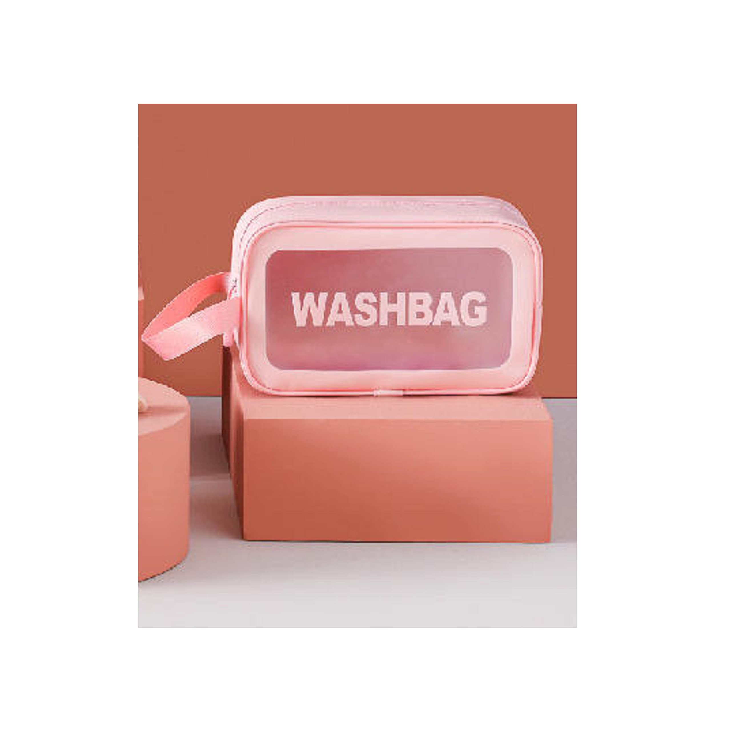 Lichee® Clear Makeup Pouch - Waterproof Travel Cosmetic Bag for Women & Girls | Medium Pink Organizer for Toiletries, Makeup & Accessories | Perfect for Travel, Gym & Daily Use
