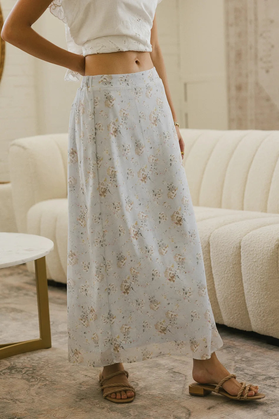Floral Print Maxi Skirt for Women - Boho Summer Beach Dress with Side Slit, Lightweight Flowy Long Skirt for Vacation, Party, or Casual Wear