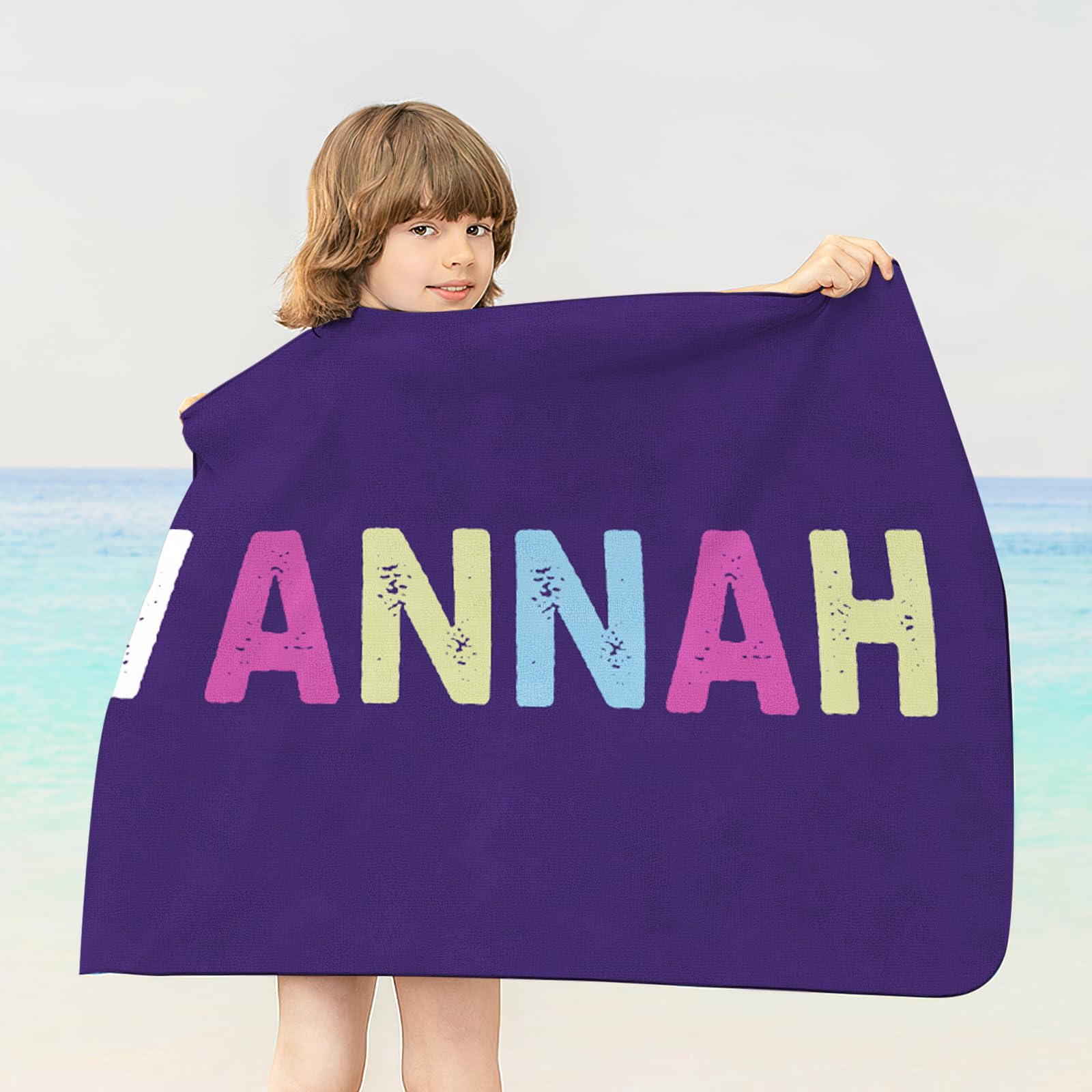 **Personalized Beach Towels with Name - Custom Quick Dry Microfiber Cotton/Poly Blend Towel - 30