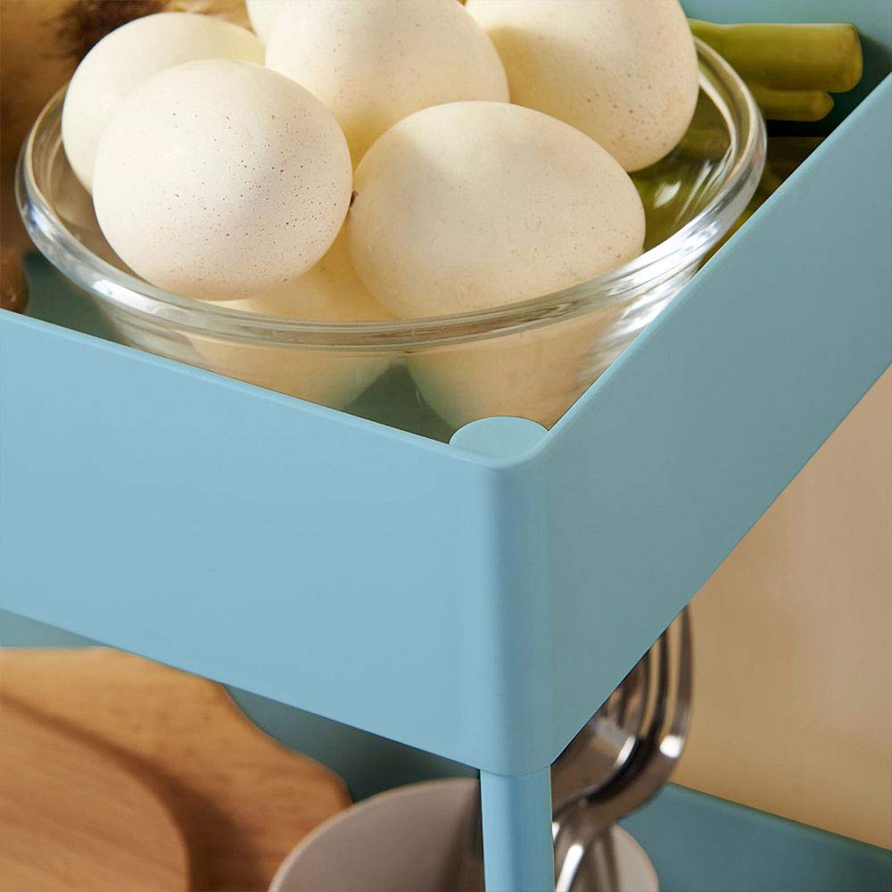 BEEY 4-Tier Slim Rolling Storage Cart with Wheels - Compact Utility Organizer for Kitchen, Bathroom, Bedroom, Office - Blue | Perfect for Craft Supplies, Bath Essentials & Small Space Storage