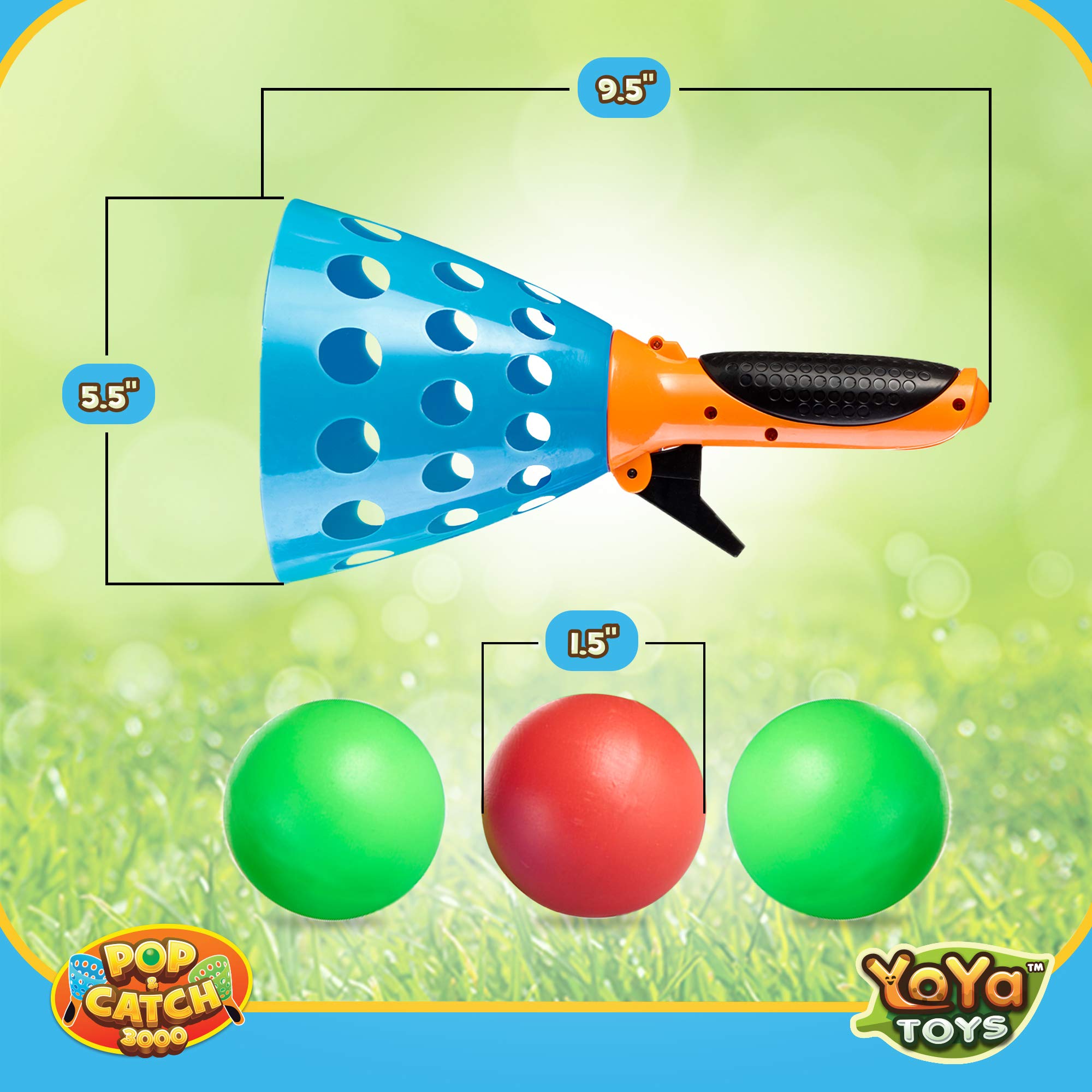 YoYa Toys Pop and Catch Ball Game Set for Kids Ages 8-12 - Outdoor Sports Toys with 2 Launcher Baskets, 3 Balls & PVC Storage Bag - Fun Backyard, Beach & Camping Activities for Family Parties & Outdoor Play