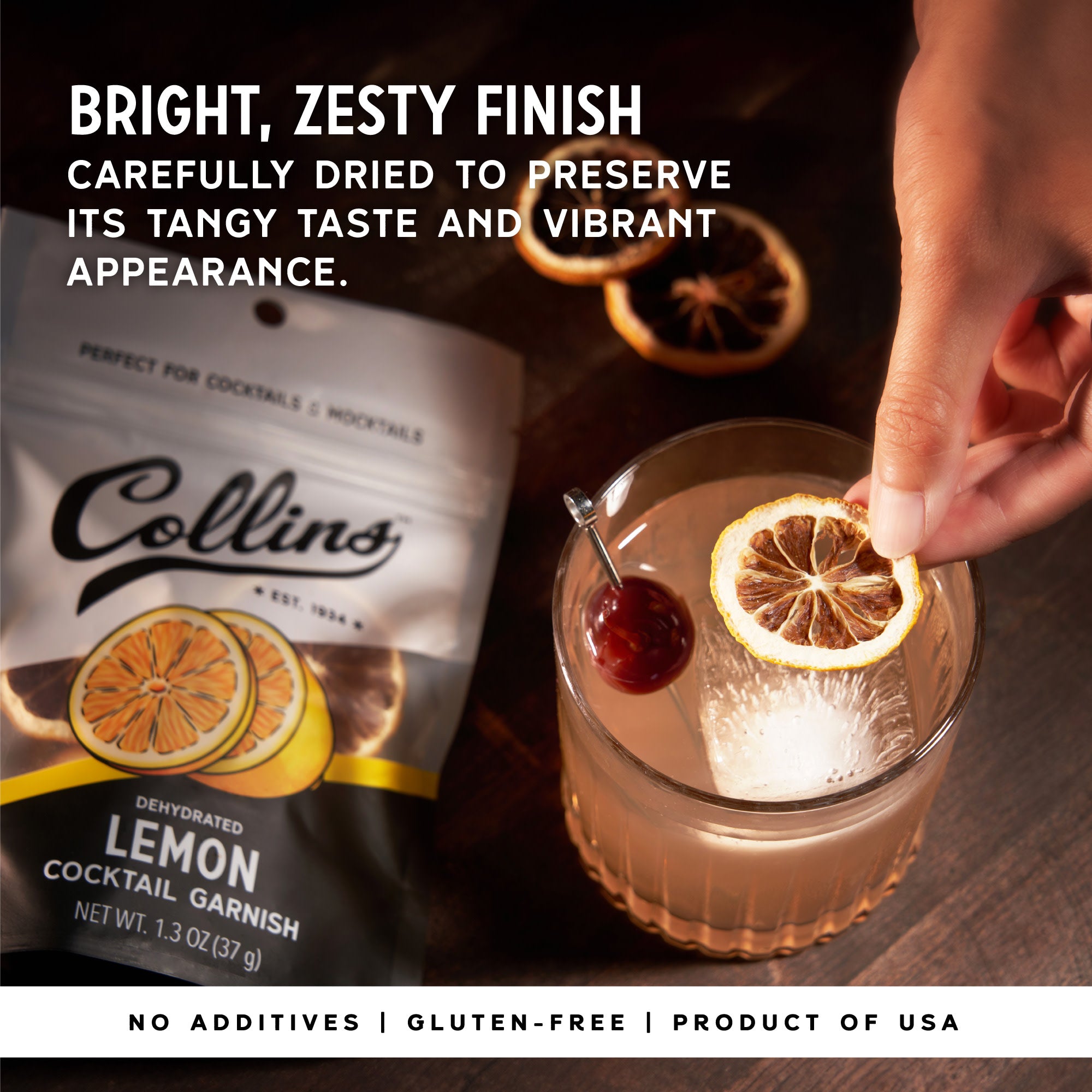 Organic Dehydrated Lemon Slices for Cocktails - 1.3 oz Pack - Perfect for Garnishing Drinks, Baking & Tea - All-Natural Cocktail Decorations for Margaritas, Mojitos & More
