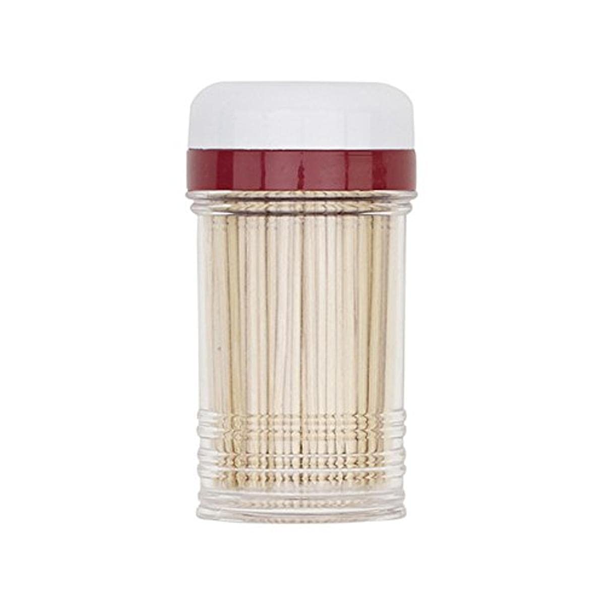 Goodcook Touch Shake-A-Pick Toothpick Dispenser - White/Black - Compact Hygienic Toothpick Holder for Kitchen, Restaurant & Party Use