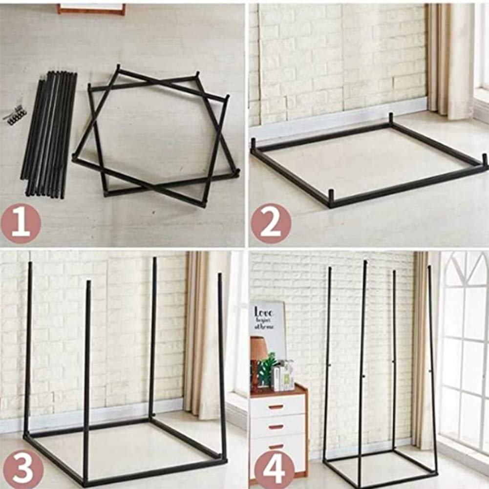 Foldable Black Dressing Room with Metal Frame & Shelf - 100x100x200cm Portable Changing Station for Clothing Stores, Offices & Events | Temporary Fitting Room, Track Display Stand & Locker Room Solution