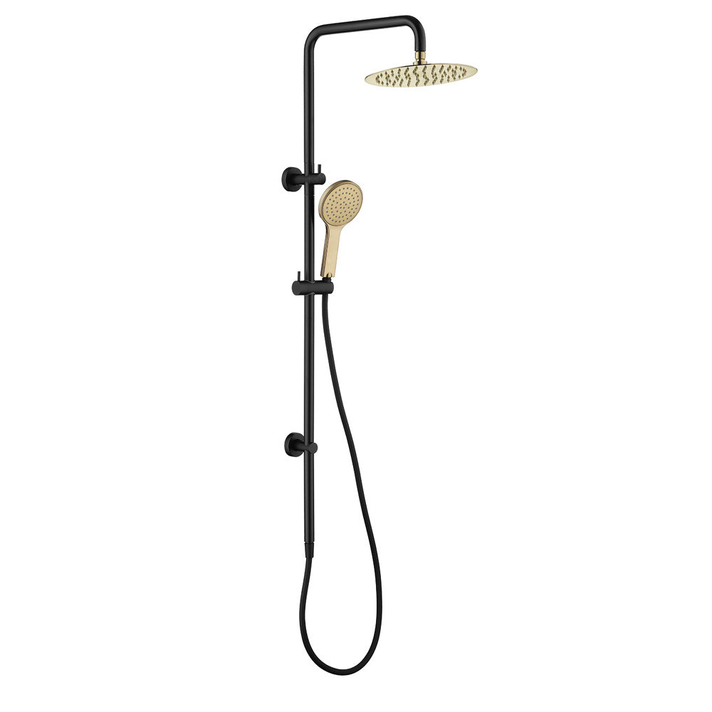 Fienza Kaya Twin Shower Head in Matte Black - High Pressure Rainfall Shower System for Bathroom & Spa Relaxation