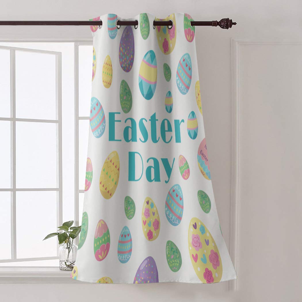 Red Vow Window Curtains 52 Inch Length - Privacy Protection Nursery & Room Drapes for Laundry, Bathroom, Kitchen - Colorful Easter Egg Hunt Decorations - Perfect for Holiday Home Decor & Seasonal Window Treatments