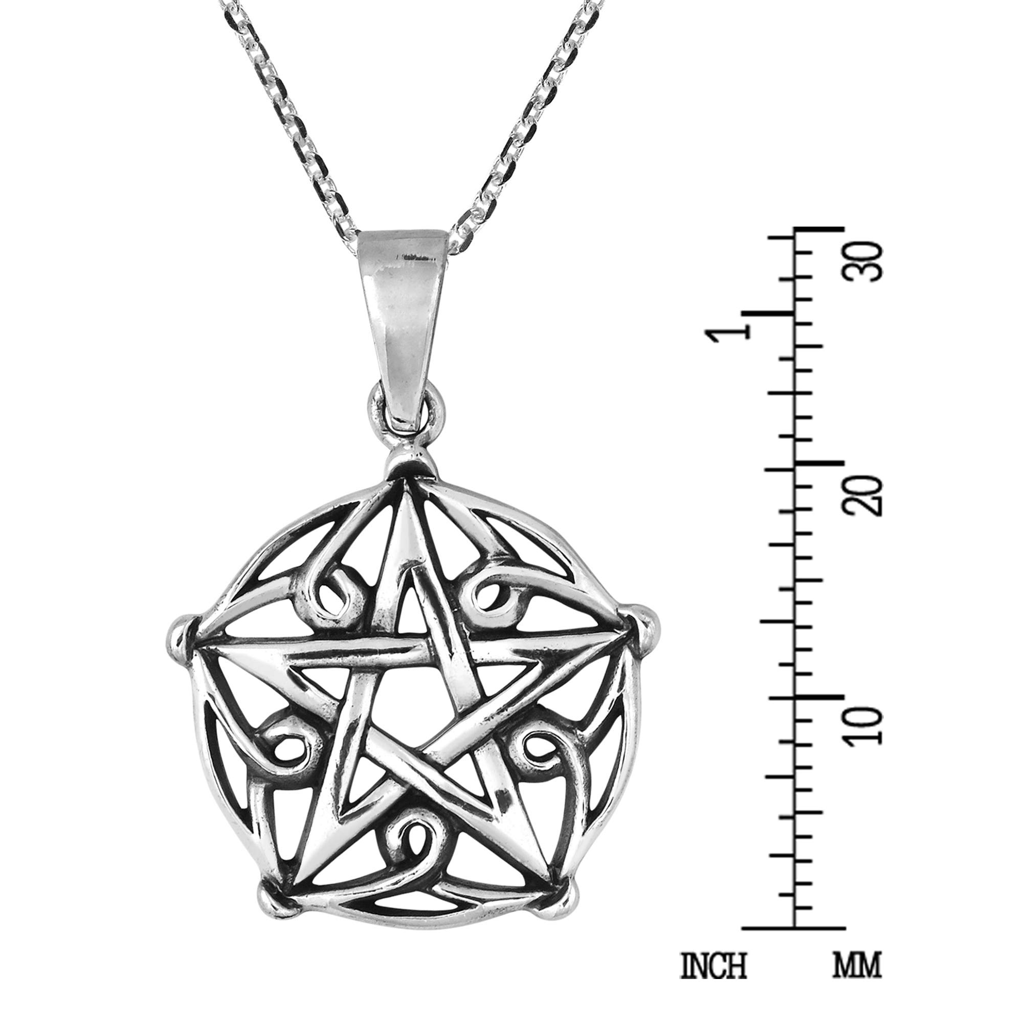 AeraVida Gothic Pentagram of Brisingamen .925 Sterling Silver Pendant Necklace - Witchy Jewelry for Women, Pagan Necklace, Wiccan Jewelry, 18 Inch Chain - Perfect for Rituals, Spiritual Protection & Gothic Fashion