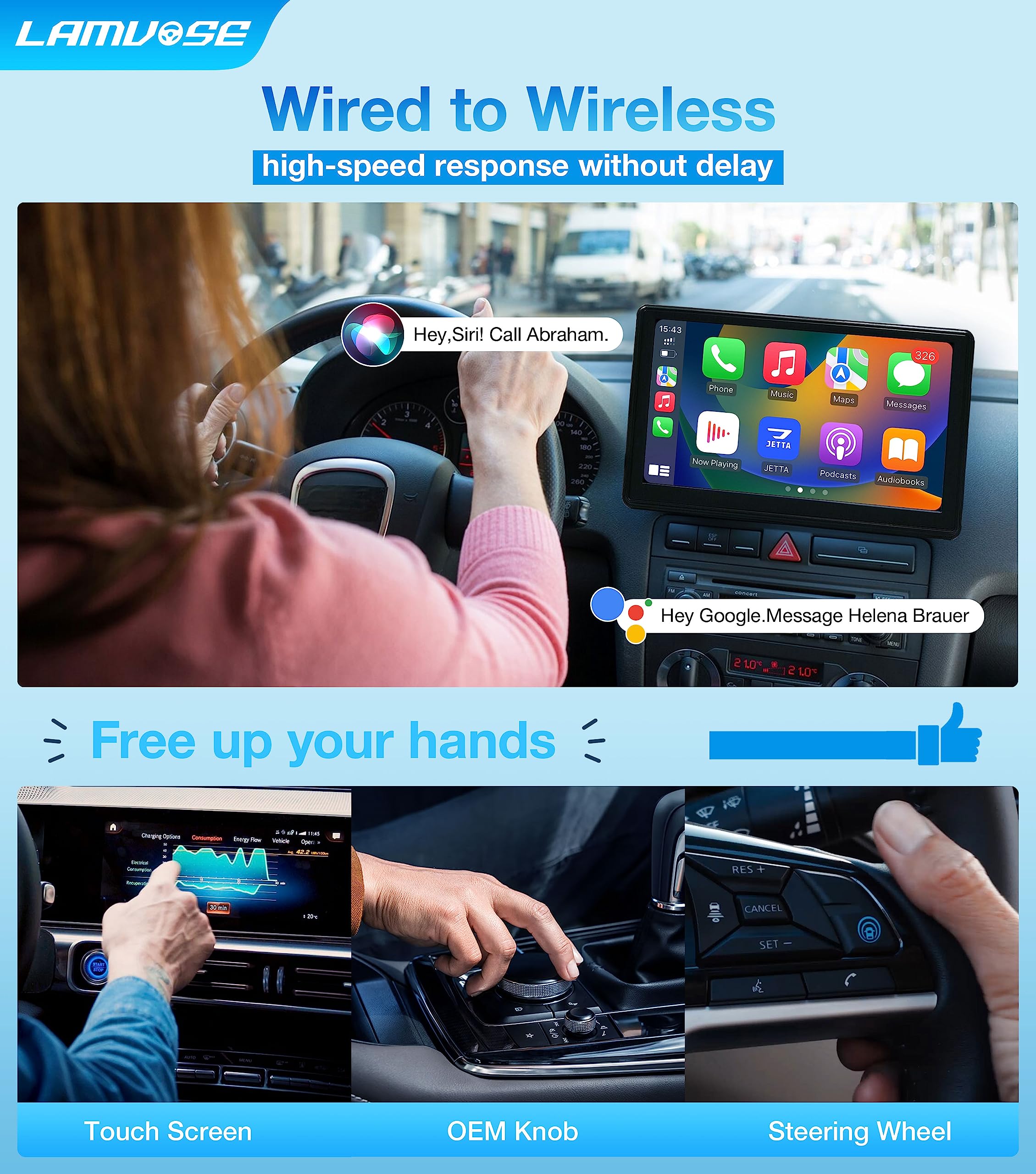 Wireless CarPlay Adapter 2025 - Magic Box 2.0 AI Box for Factory Wired Cars (2015+) | Supports Netflix, YouTube, TikTok, Disney+, Hulu | Seamless Apple CarPlay & Android Auto | Perfect for Road Trips, Commuting & In-Car Entertainment