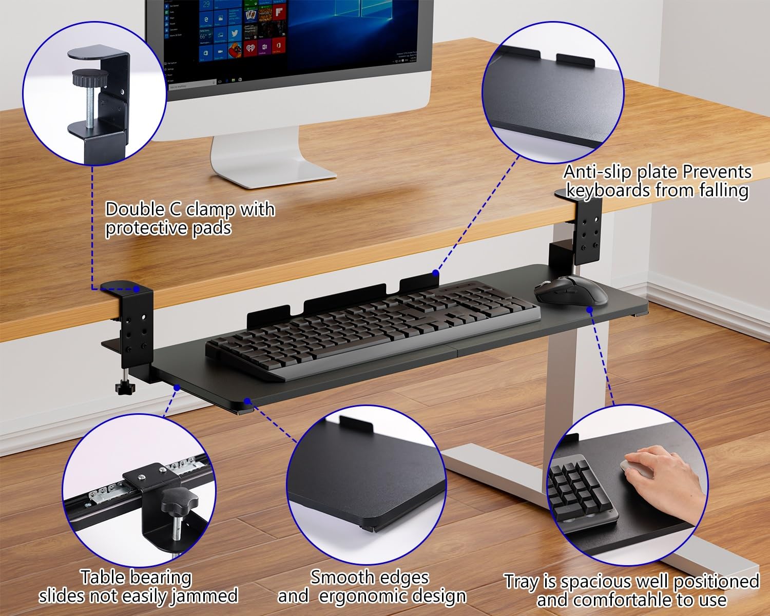 Adjustable Under Desk Keyboard Tray 29.5