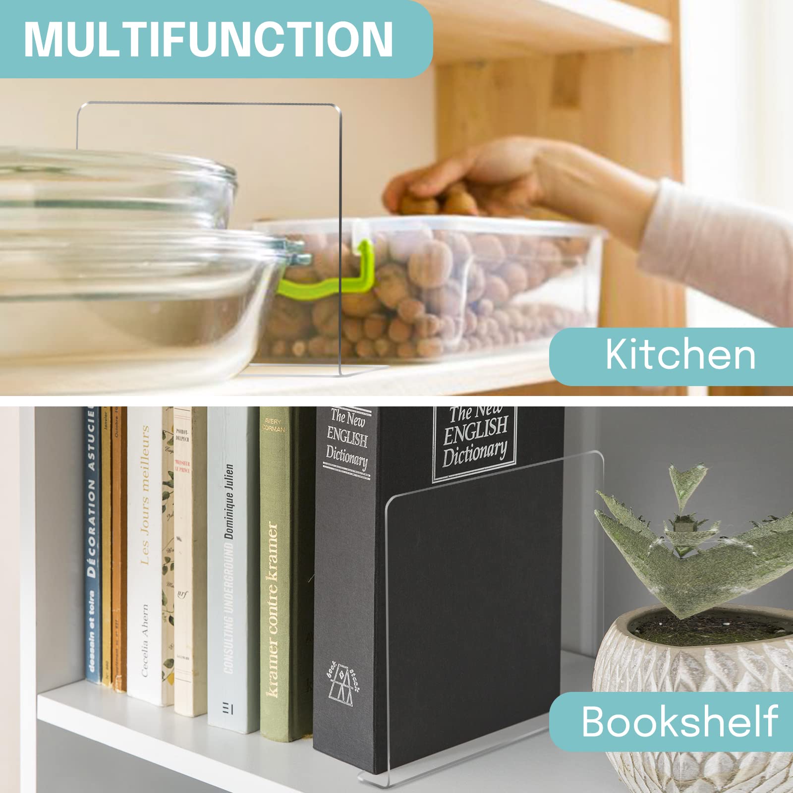 OKPOW 6-Pack Clear Acrylic Shelf Dividers - Durable Closet Organizers for Shelves, Adjustable Vertical Separators for Clothing & Purses | Perfect for Wardrobe, Pantry & Retail Store Organization