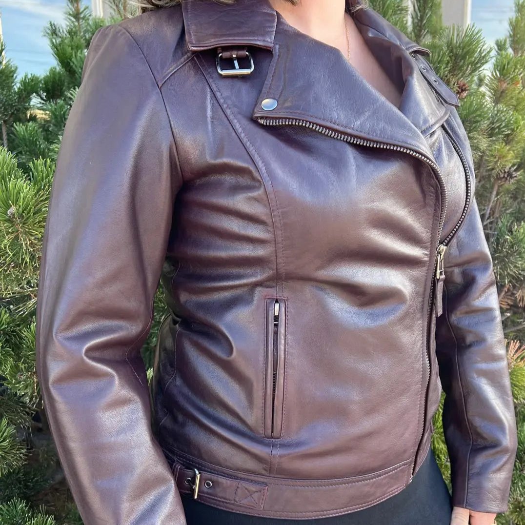 BOL Women's Genuine Leather Biker Jacket - Stylish Motorcycle Outerwear for Riding & Fashion | Perfect for Casual Wear, Night Out & Motorcycle Enthusiasts