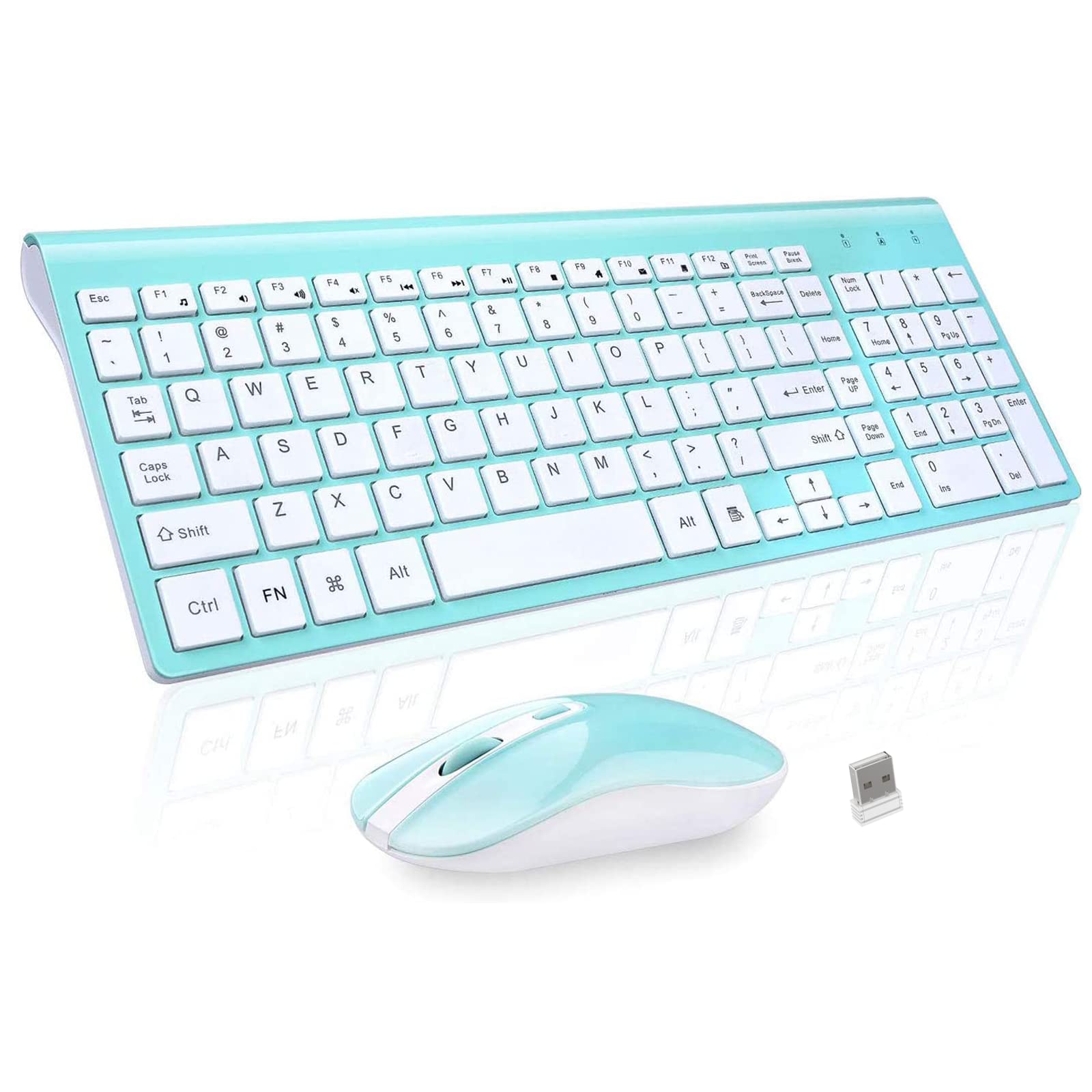 Cimetech 2.4G Wireless Keyboard and Mouse Combo - Ultra Thin, Ergonomic Silent Design with Stable Connection for Windows PC Laptop - Perfect for Office, Home & Gaming (Blue)