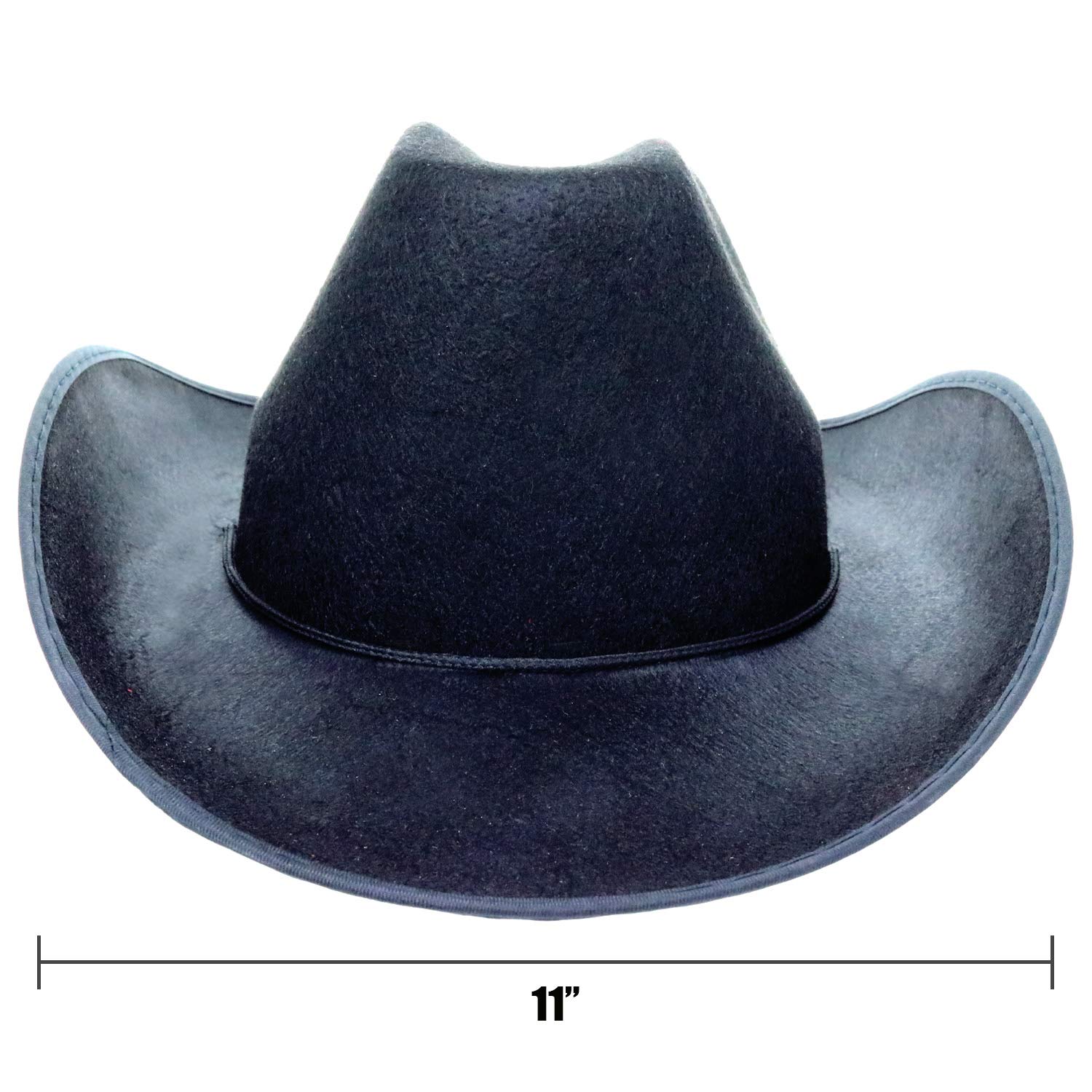 Black Felt Cowboy Hat for Men & Women - Western Rolled Brim Cowgirl Hat - Country Style Costume Accessory for Rodeo, Halloween & Western Parties