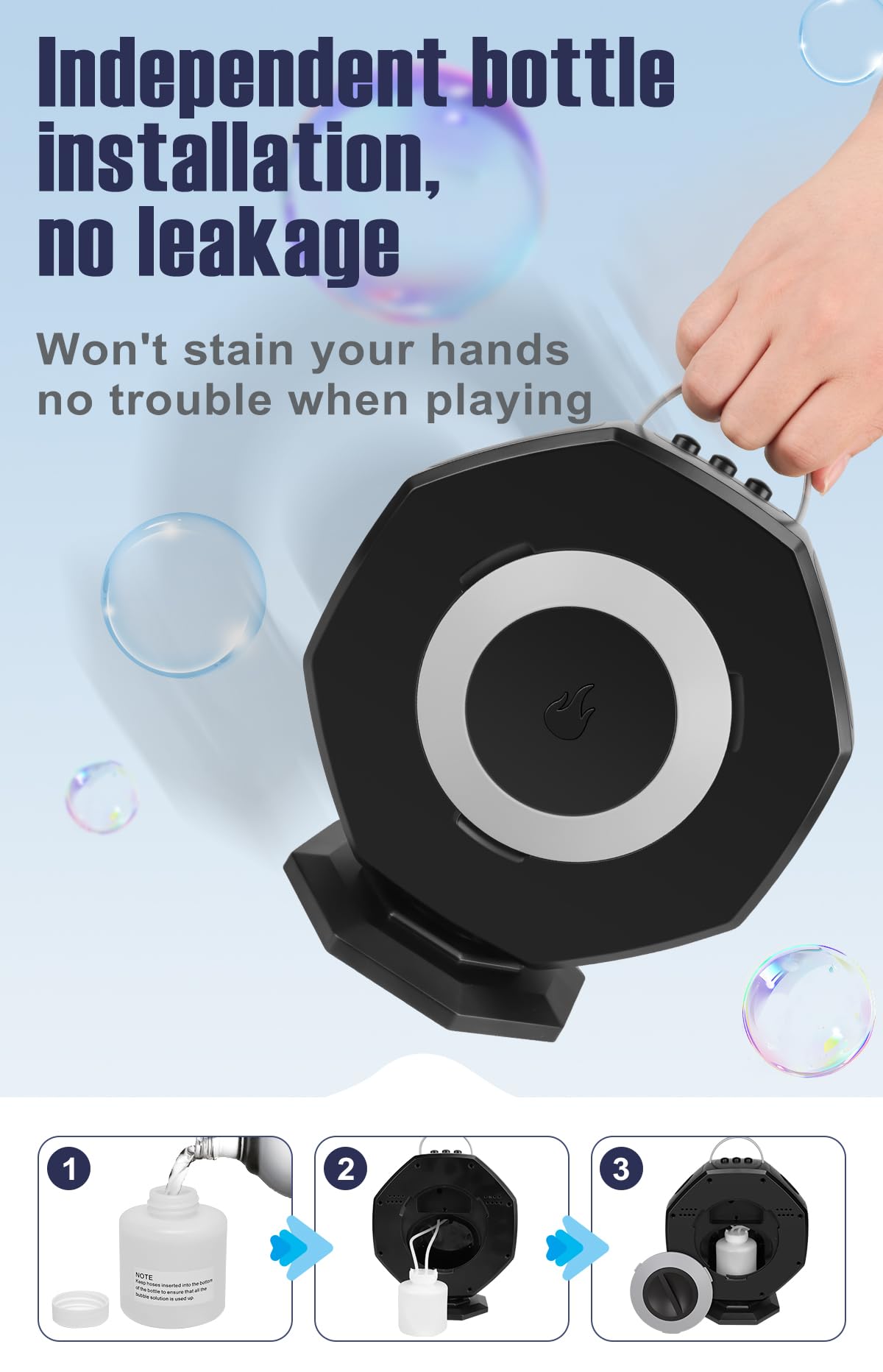16Wands Automatic Bubble Blower Machine - 10000+ Bubbles Per Minute, 2 Speeds, 18.5oz Large Capacity, Dual Nozzles for Kids, Toddlers & Outdoor Parties | Perfect for Birthday Celebrations, Weddings, and Backyard Fun