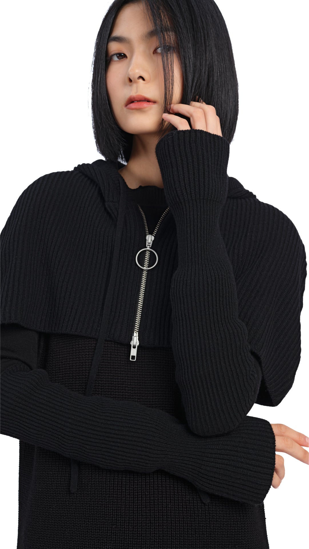 Cropped Hoodie Cape with Arm Warmers - Stylish & Cozy Women's Outerwear for Fall & Winter - Perfect for Layering, Outdoor Activities & Casual Wear