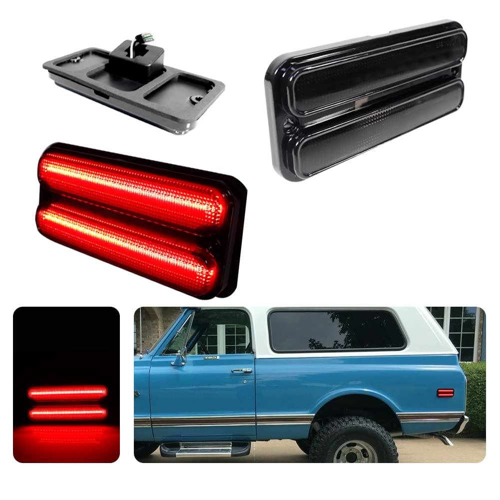 1968-1972 Chevy GMC Pickup Truck LED Rear Bumper Side Marker Lights - Red Smoked Lens for Improved Visibility & Safety | Perfect for Classic Truck Restoration & Night Driving