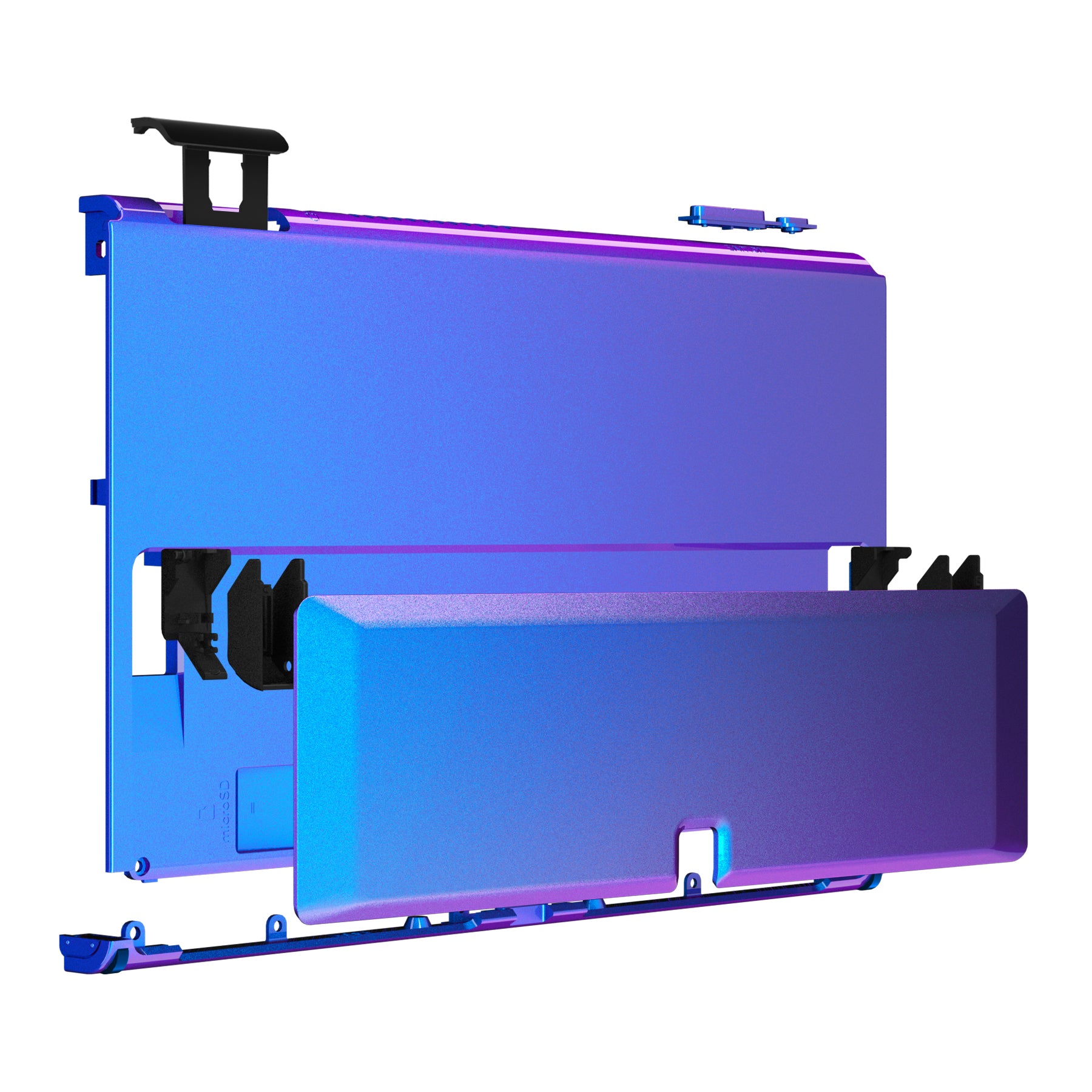 eXtremeRate Chameleon Purple Blue Replacement Back Plate with Kickstand for Nintendo Switch OLED - Durable Gaming Accessory for Enhanced Console Protection & Comfortable Play