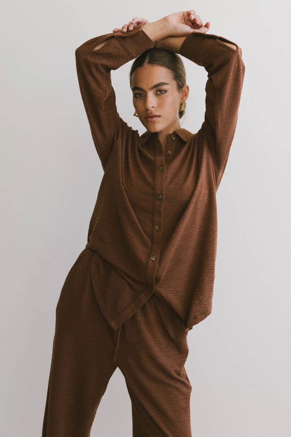 Etta Button Up Shirt in Terracotta - Women's Casual Blouse for Work & Weekend | Final Sale