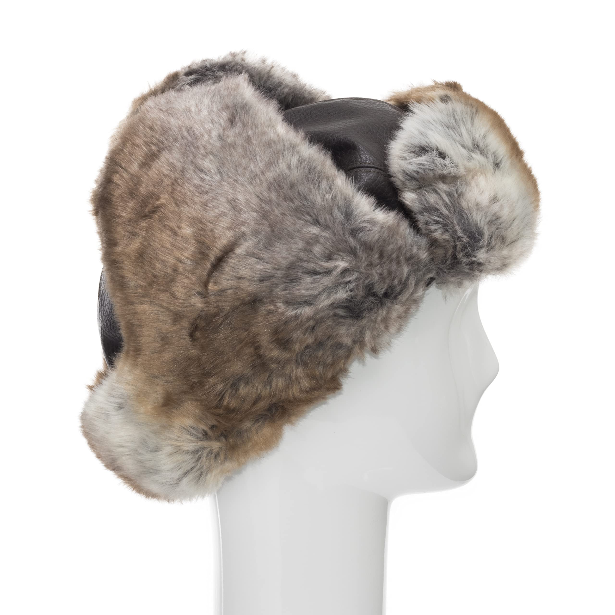 Sitka Unique Trapper Aviator Ushanka Hat - Extra Soft Faux Fur & Genuine Leather in Brown - Size 7 - Winter Outdoor Hunting & Cold Weather Fashion Accessory