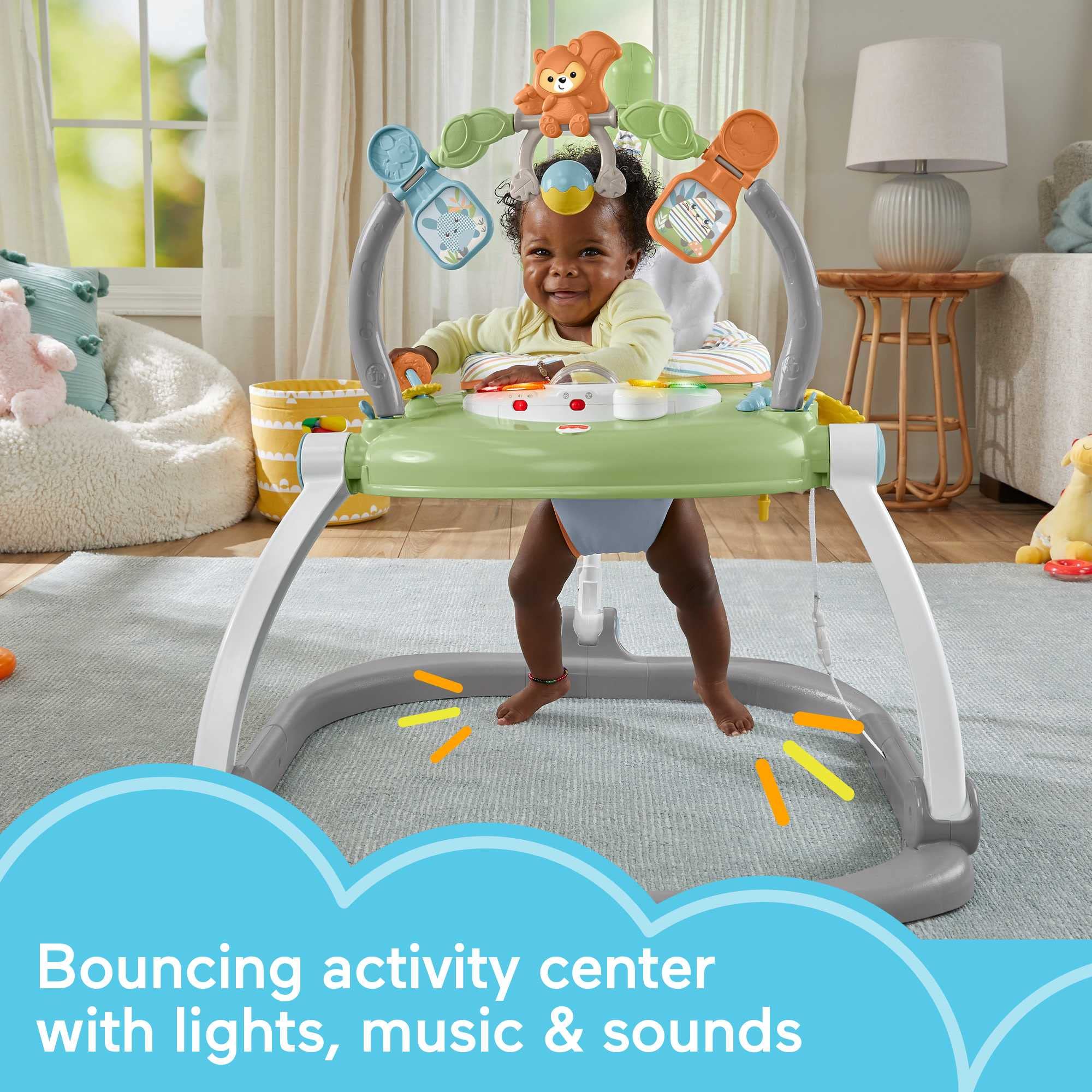 Fisher-Price Sweet Snugapuppy SpaceSaver Jumperoo Baby Activity Center with Lights, Sounds & Foldable Frame - Interactive Bouncer for Infants & Toddlers, Perfect for Playtime, Learning & Motor Skills Development