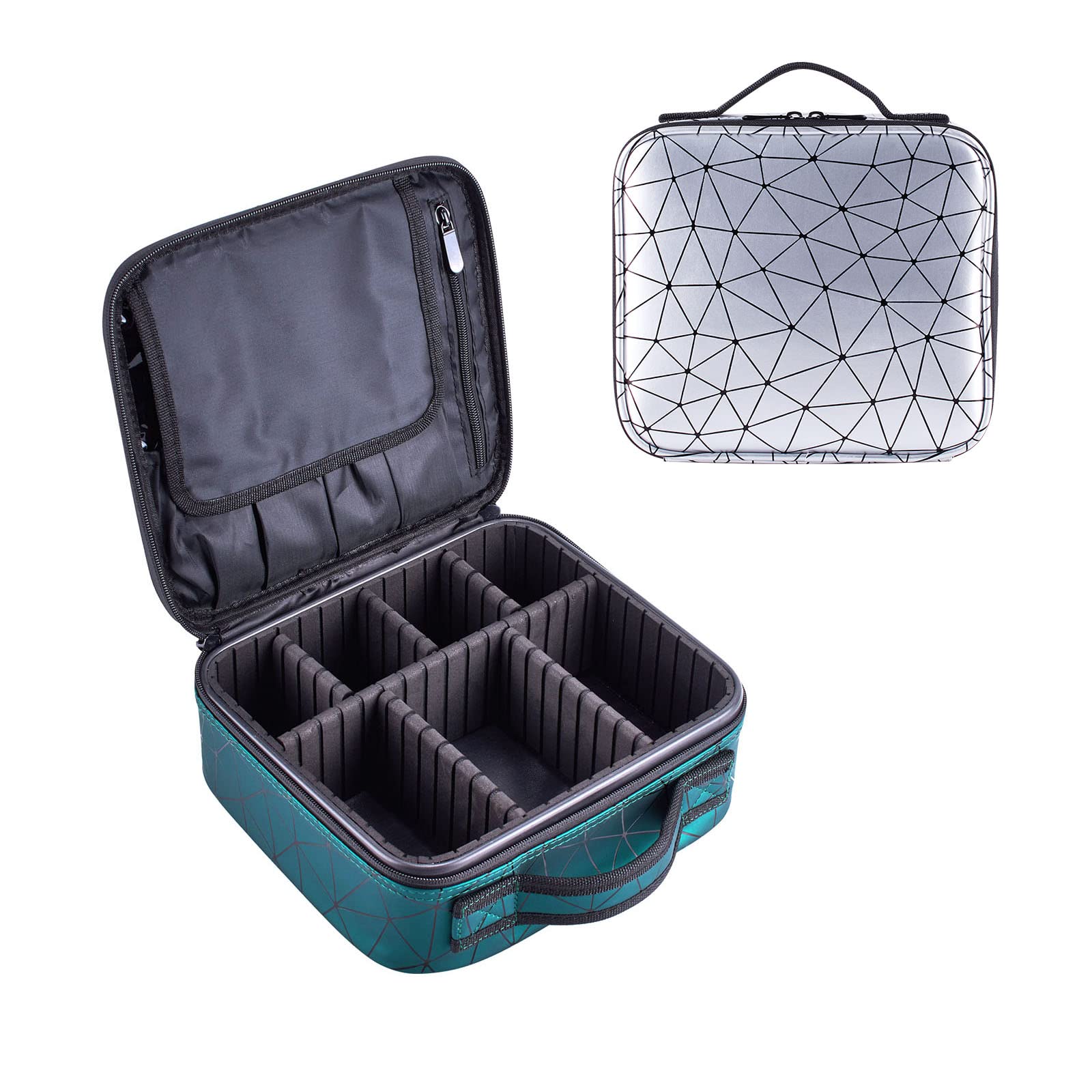 WONSAMAM Professional Travel Makeup Train Case - Adjustable Cosmetic Organizer Bag for Women, Makeup Brush & Toiletry Storage with Multiple Compartments - Perfect for Travel, Salon, Bridal & Professional Makeup Artists