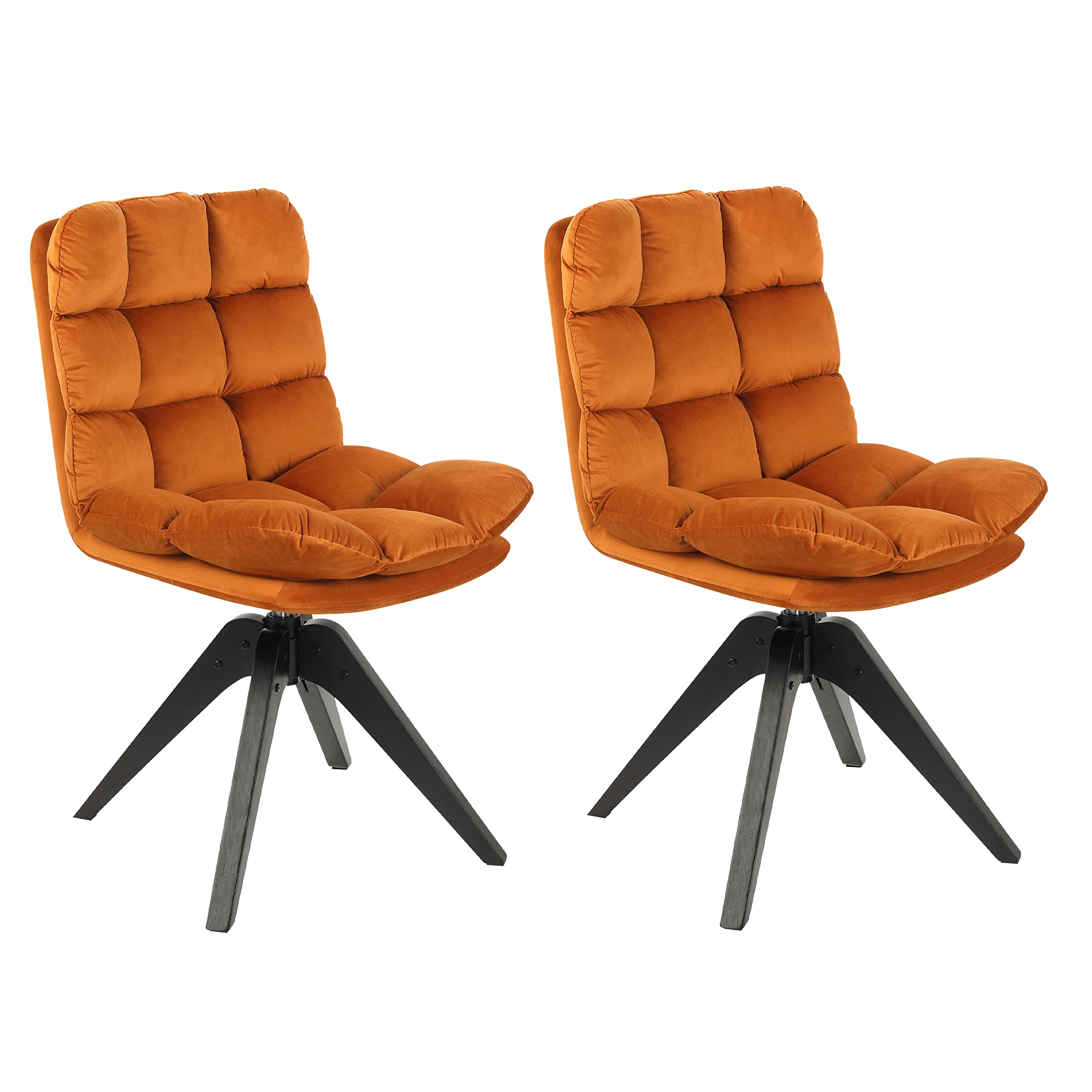 Art Leon Swivel Dining Chairs Set of 2 - Mid Century Modern Armless Faux Leather Accent Chairs for Home Office & Dining Room - Caramel Velvet Upholstery - Perfect for Small Spaces & Contemporary Decor