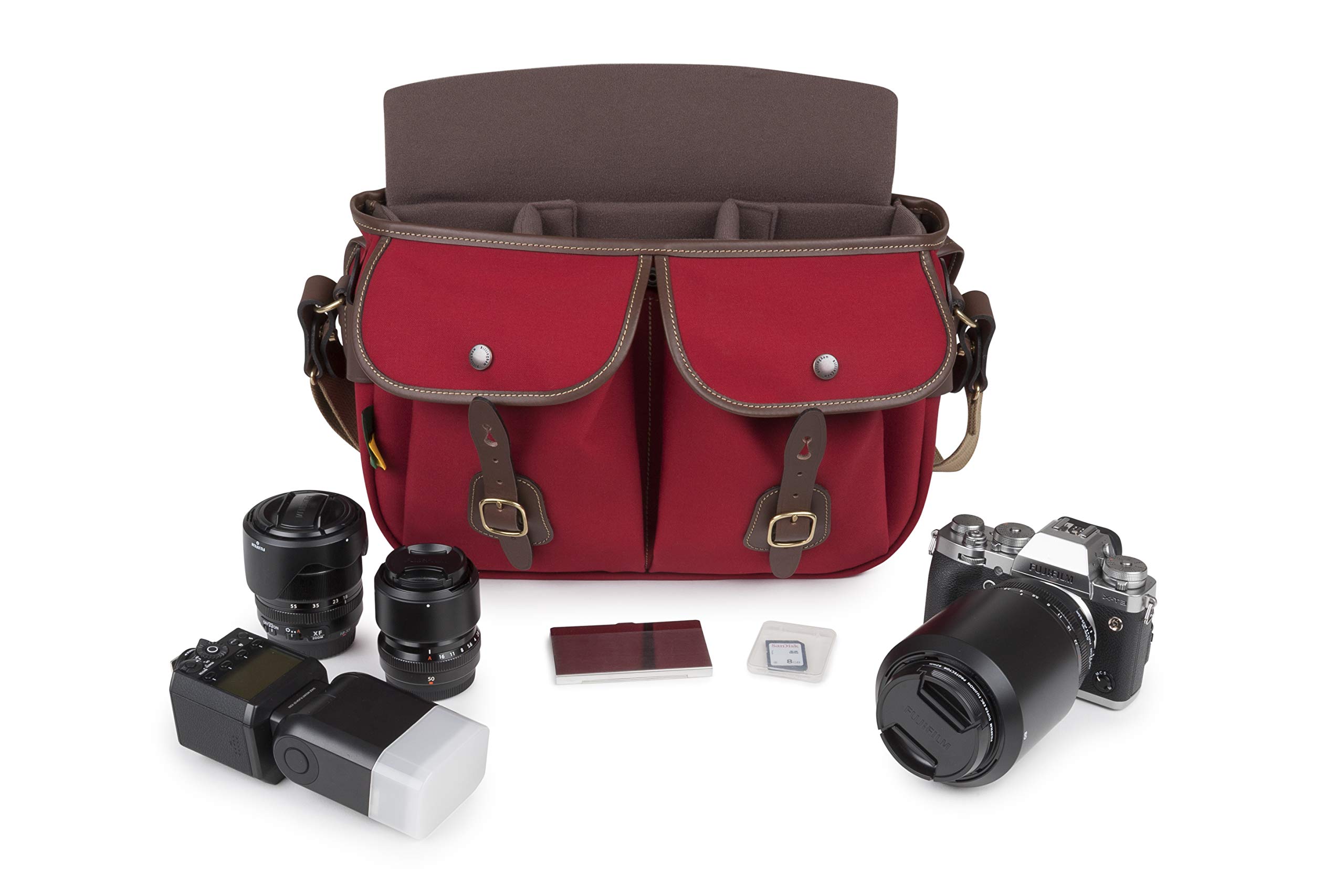 Billingham Hadley Pro 2020 Premium Camera Bag - Burgundy Canvas & Chocolate Leather - Waterproof DSLR/SLR/Mirrorless Camera Case for Photographers, Travel & Outdoor Shooting