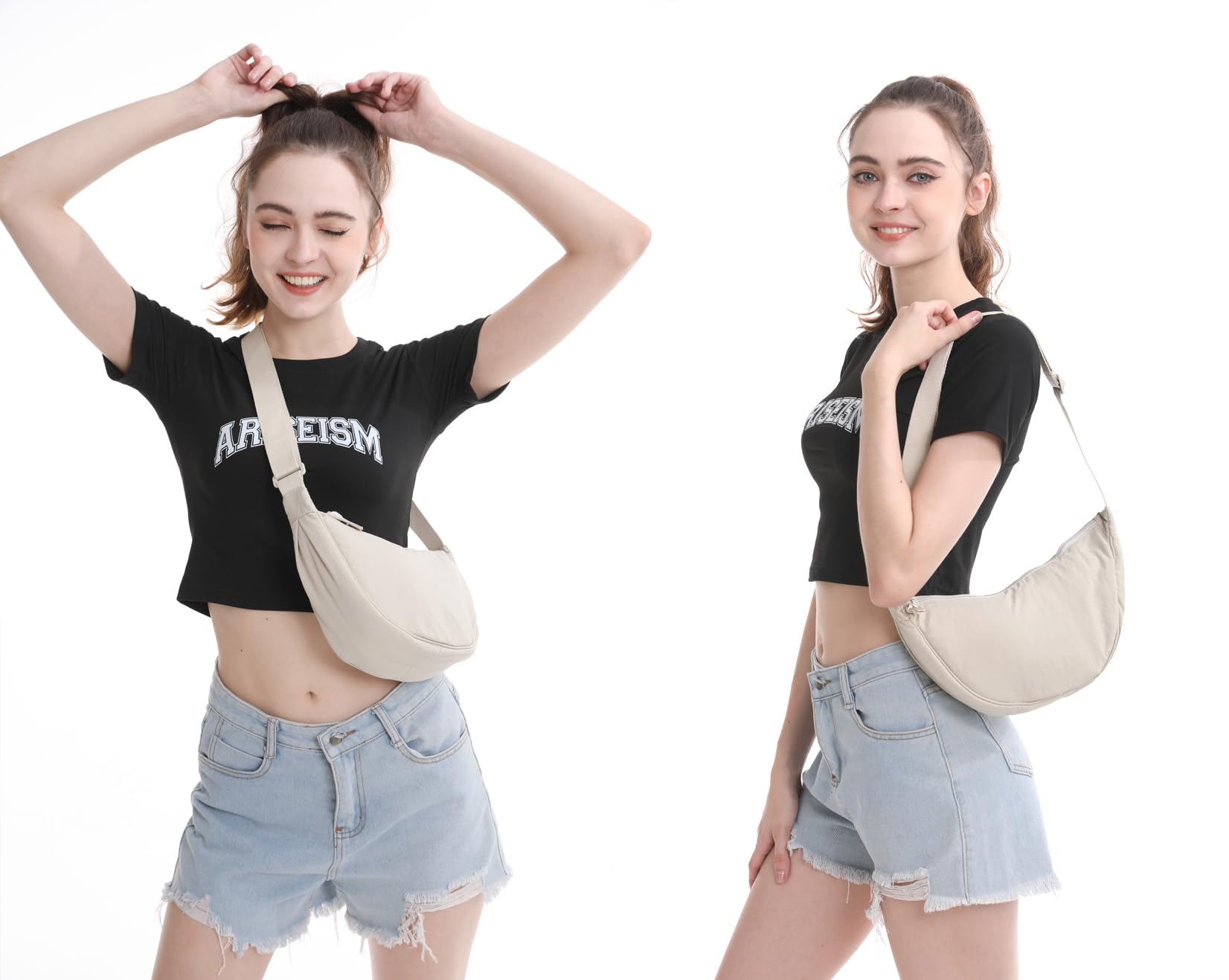 **Nylon Crescent Crossbody Bag for Women & Men - Lightweight Fanny Pack Sling Bag for Travel, Hiking & Daily Use**
