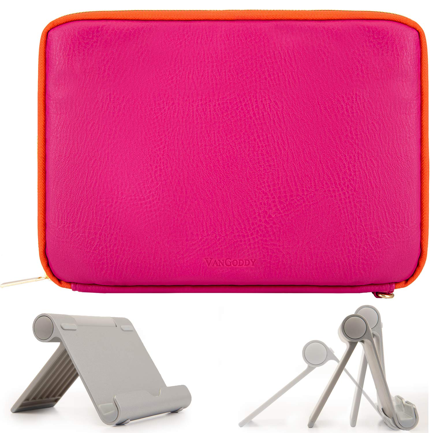 VanGoddy Multi-Angle Stand & Protective Tablet Sleeve Case for NuVision Solo 10 Draw TM101W610L - 10-inch Tablet Cover with Magenta Orange Design, Perfect for Work, Travel and Home Use