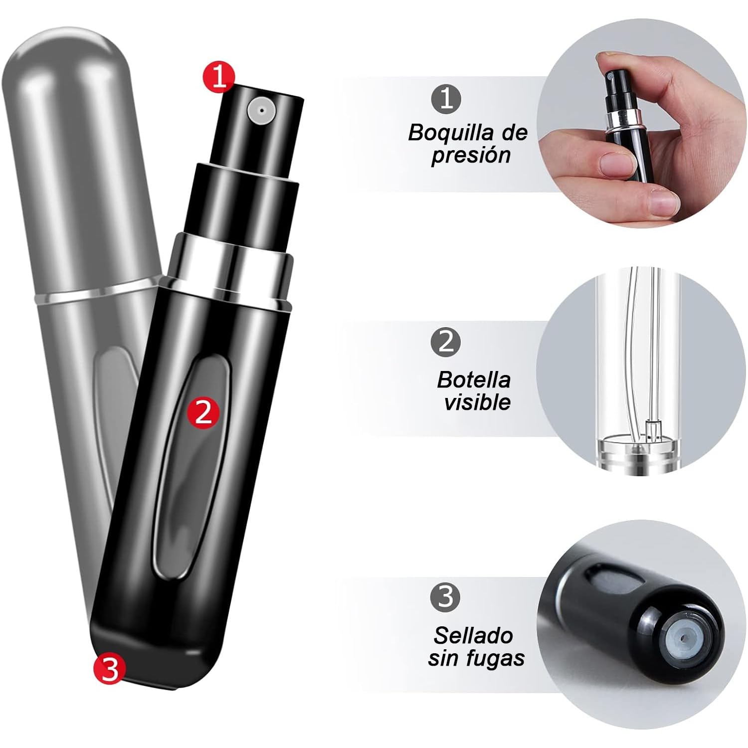 5ml Mini Refillable Perfume Atomizer Set - 5 Pack Travel Size Perfume Spray Bottles for Women & Men | Portable Essential Oil Dispenser for Gym, Office, Travel & Daily Use