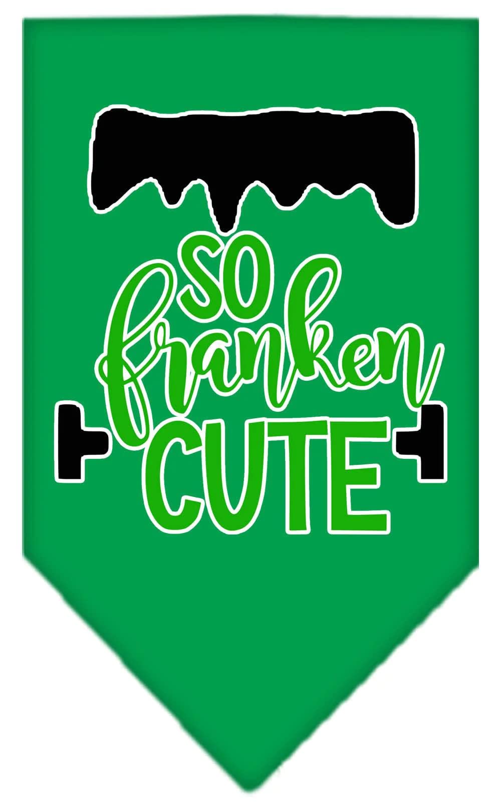 Halloween Pet Bandana for Dogs - 'So Franken Cute' Screen Printed Lime Green Small Bandana | Perfect for Halloween Costumes, Pet Parties & Photo Shoots