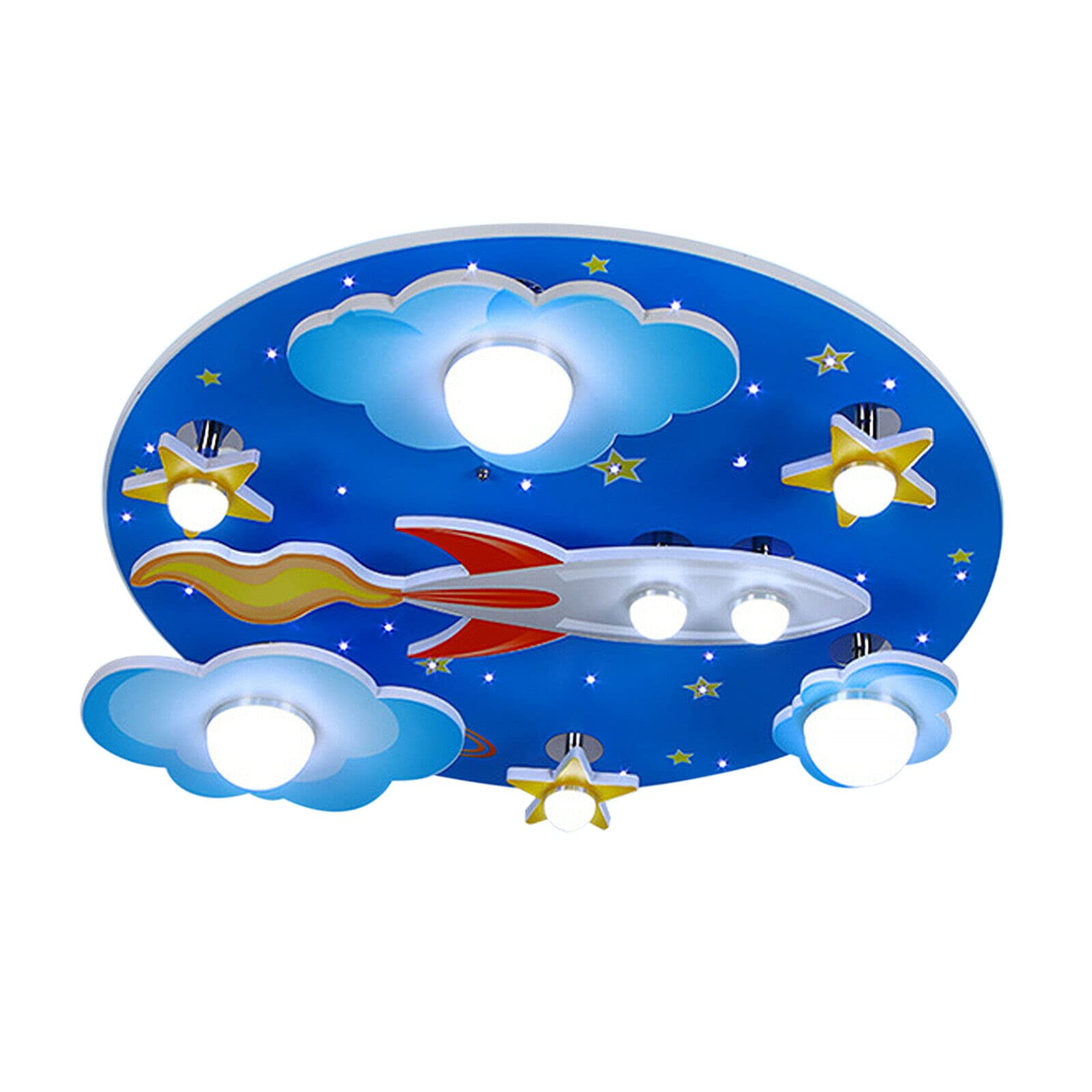 TFCFL LED Flush Mount Ceiling Light - Modern Kids Room Lighting with Remote Control, 3 Color Modes (Cartoon Aircraft Blue Sky Star & Clouds Design) - Perfect for Bedroom, Boys Room, Nursery & Playroom Decor