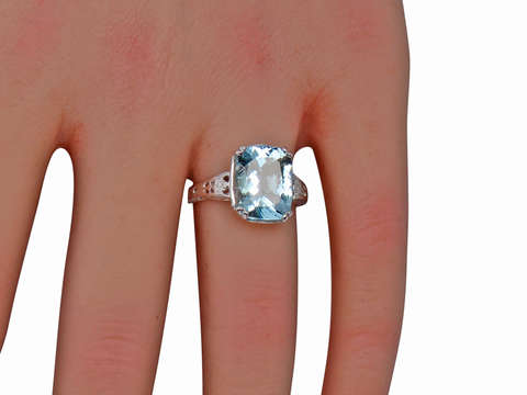 Exquisite Aquamarine Filigree Ring for Women - Vintage Style Sterling Silver Jewelry - Perfect for Weddings, Anniversaries & Special Occasions