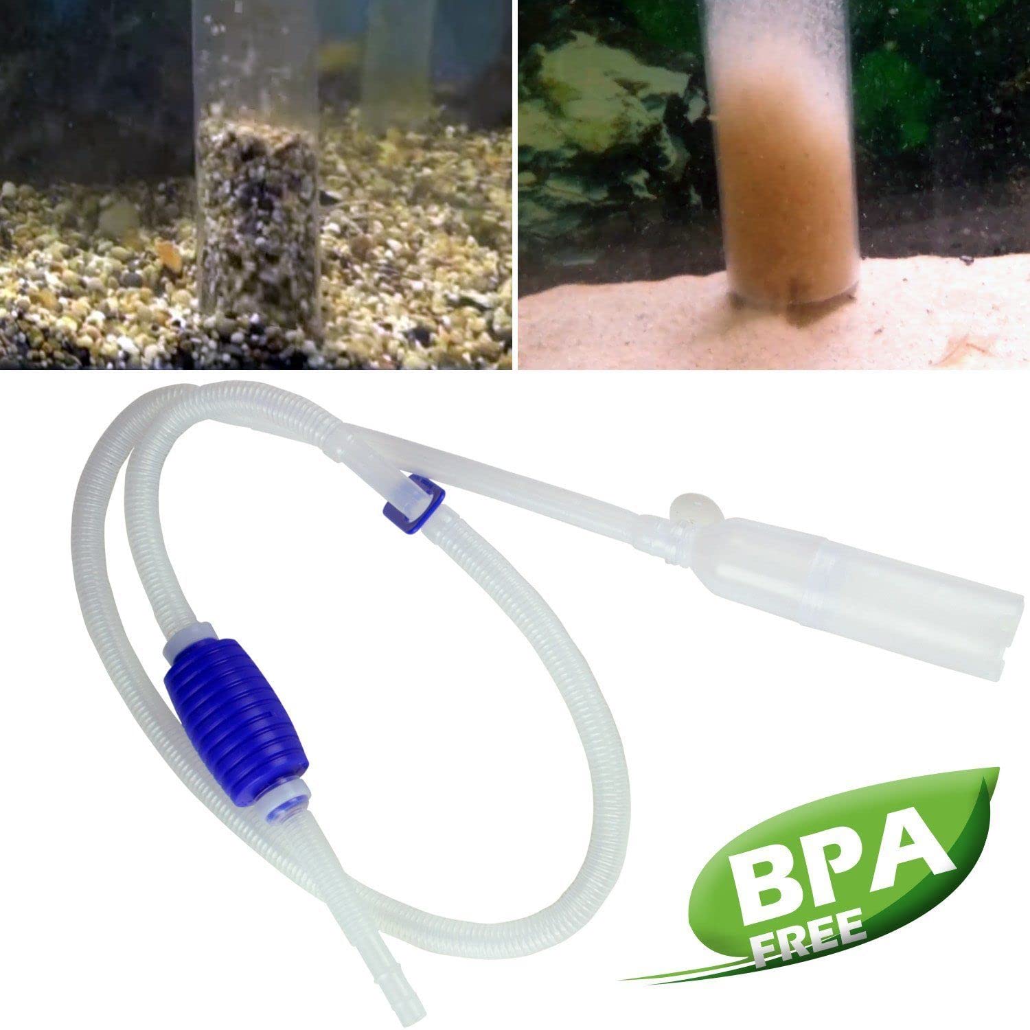 DINY Home & Style Aquarium Cleaner Siphon Pump - Fish Tank Gravel & Sand Cleaner with Long Nozzle & Water Flow Controller - Perfect for Freshwater & Saltwater Aquarium Maintenance