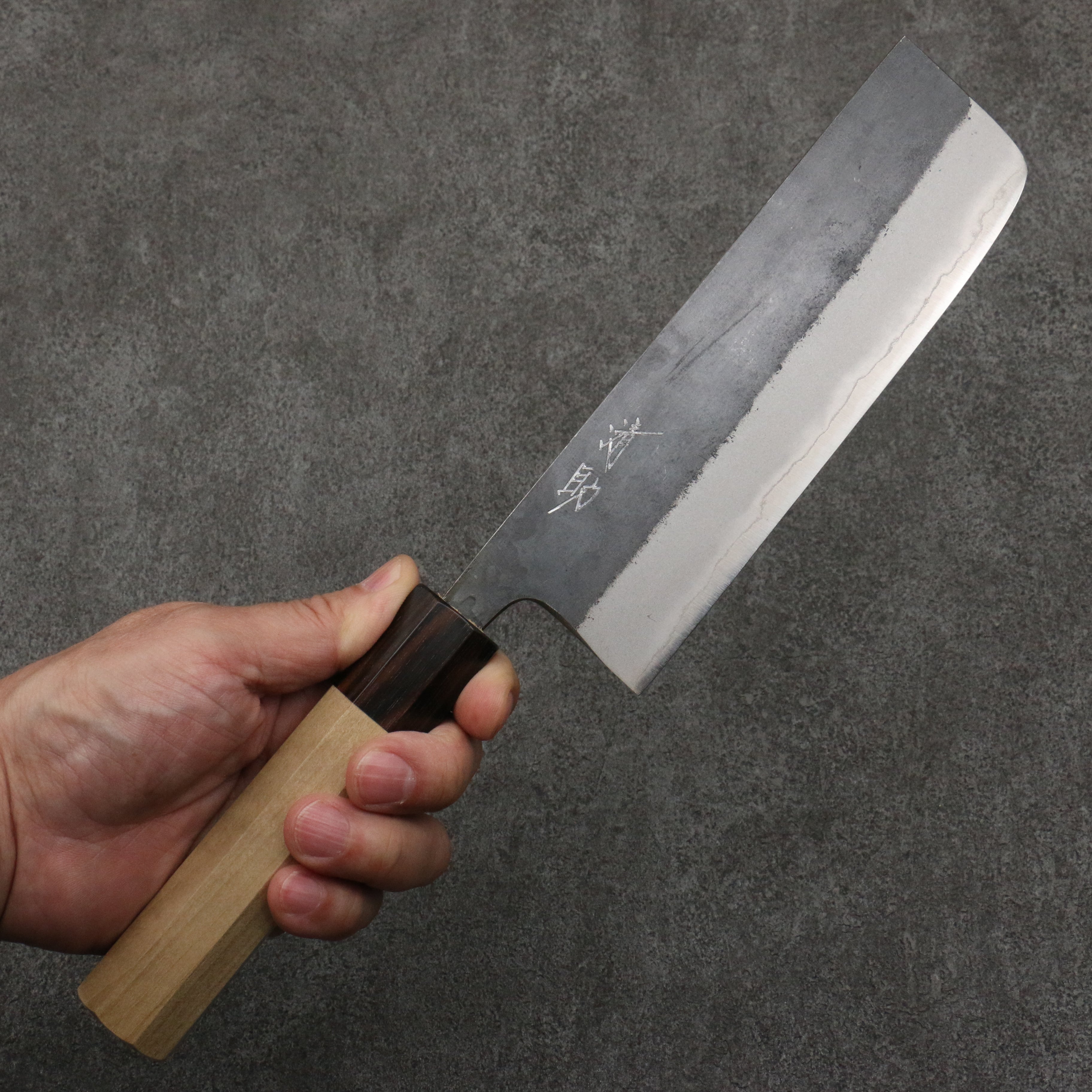 Premium Seisuke Blue Steel No.2 Black Nakiri Knife 165mm - Japanese Kitchen Knife with Magnolia & Ebony Handle - Perfect for Slicing Vegetables, Herbs & Sushi Preparation
