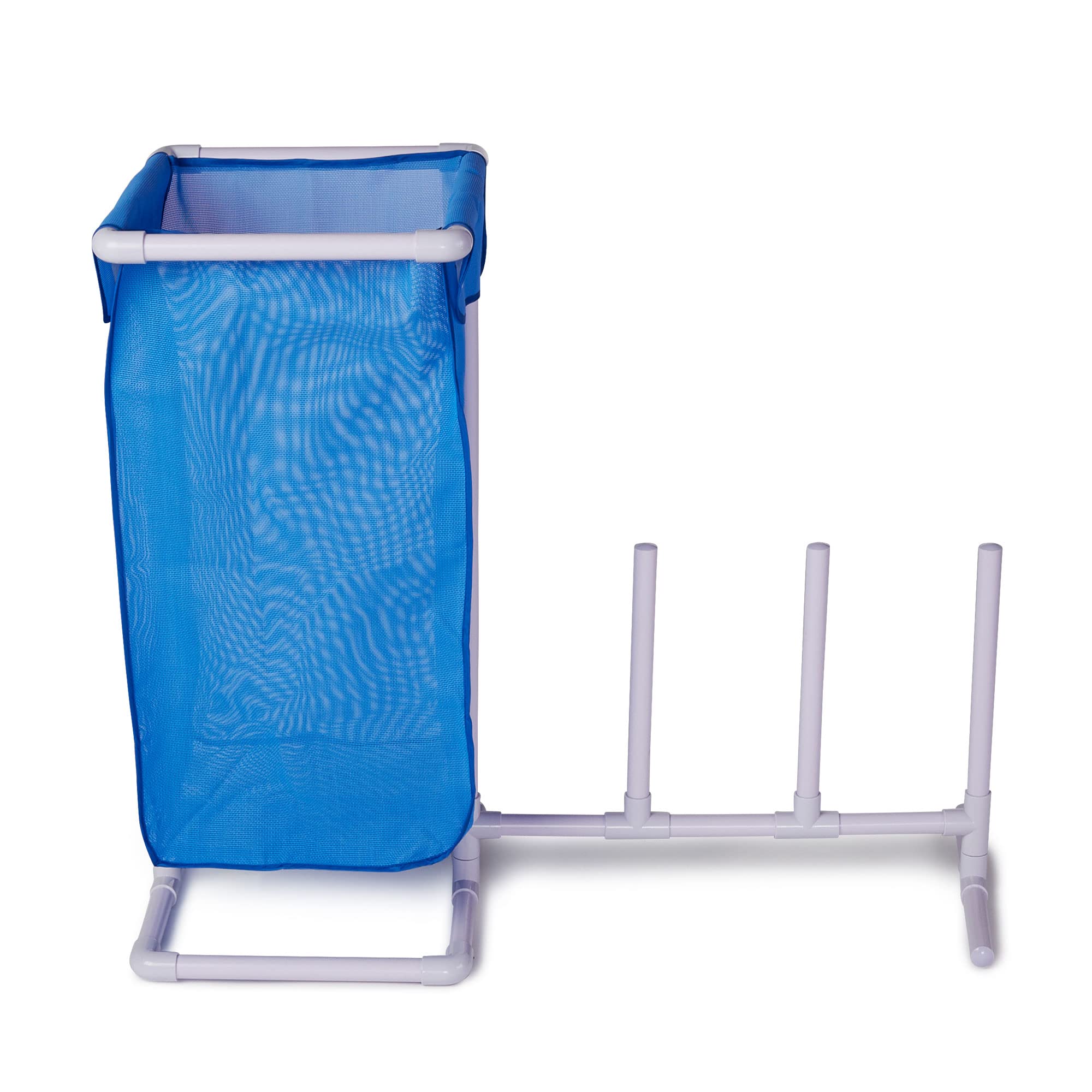 SWIMLINE HYDROTOOLS Pool Side Organizer - Heavy Duty Towel Rack with Removable Mesh Hamper for Pool, Patio & Bathroom | Outdoor & Indoor Storage Solution for Towels, Swimsuits & Pool Accessories | Rust-Resistant Drying Stand for Beach House, Backyard & Spa Areas