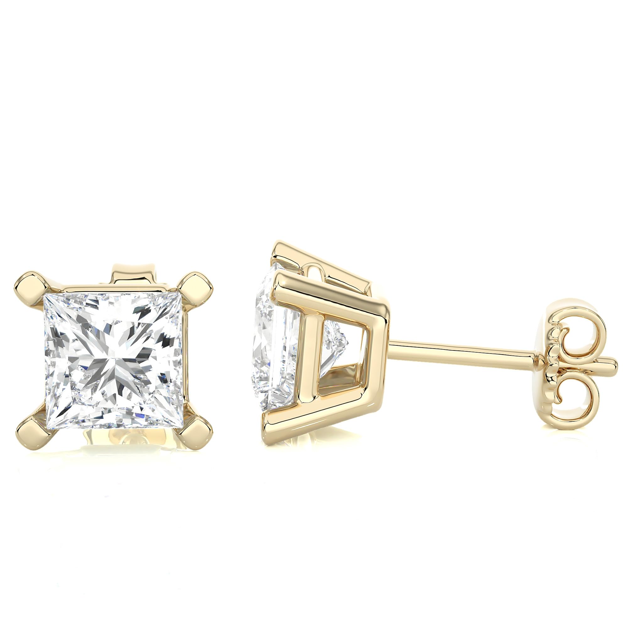 IGI Certified 1/2 to 4 Carat Lab Grown Diamond Stud Earrings for Women - Princess Cut White, Blue or Pink Diamonds in 14k White Gold (G-H, VS1-VS2, cttw) - Perfect for Weddings, Anniversaries & Special Occasions