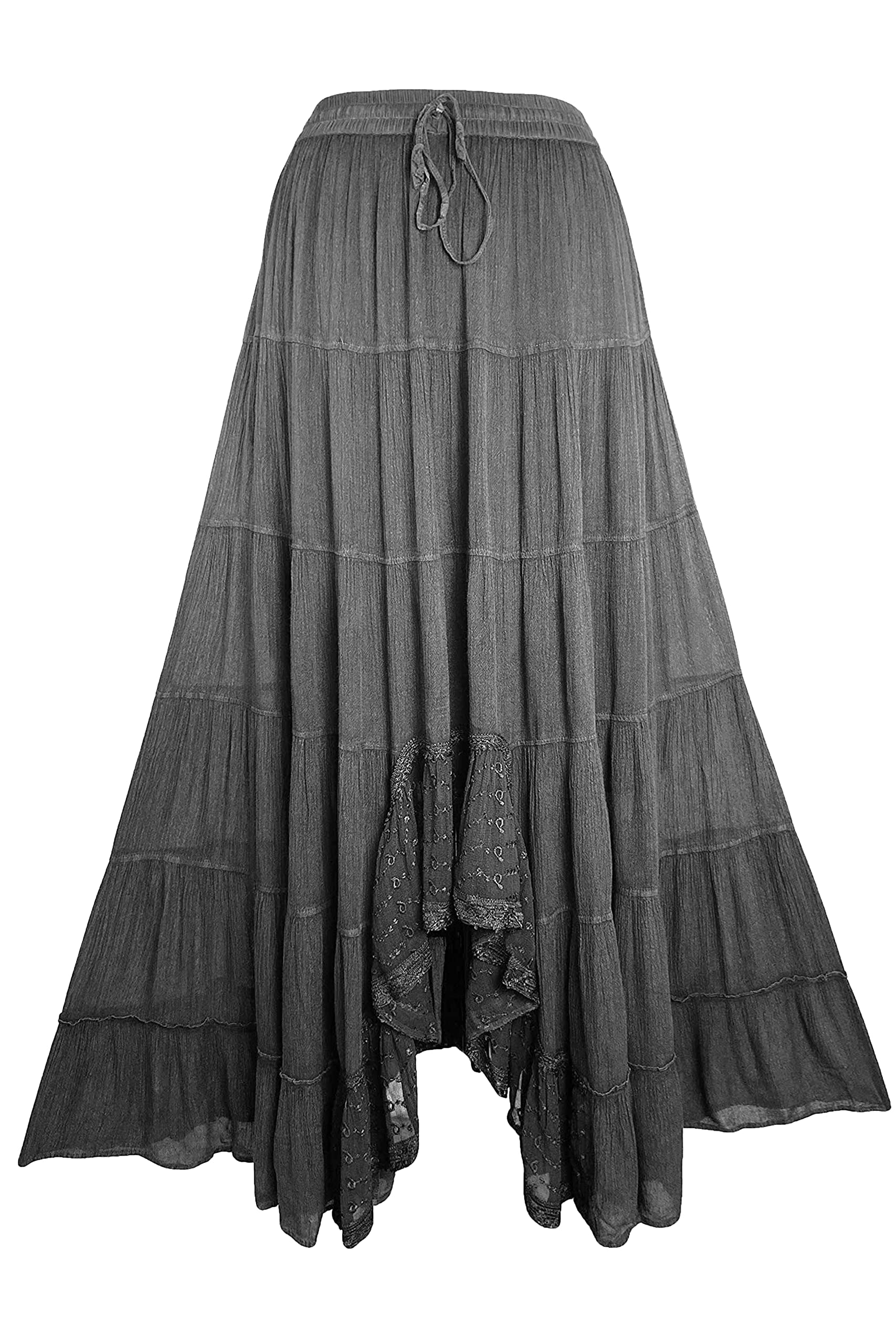 Agan Traders Women's 2025 Spring Floral Peasant Tiered Maxi Skirt - A-Line Flared High-Low Design with Elastic Waistband | Perfect for Beach, Vacation, Boho Outfits & Summer Dresses