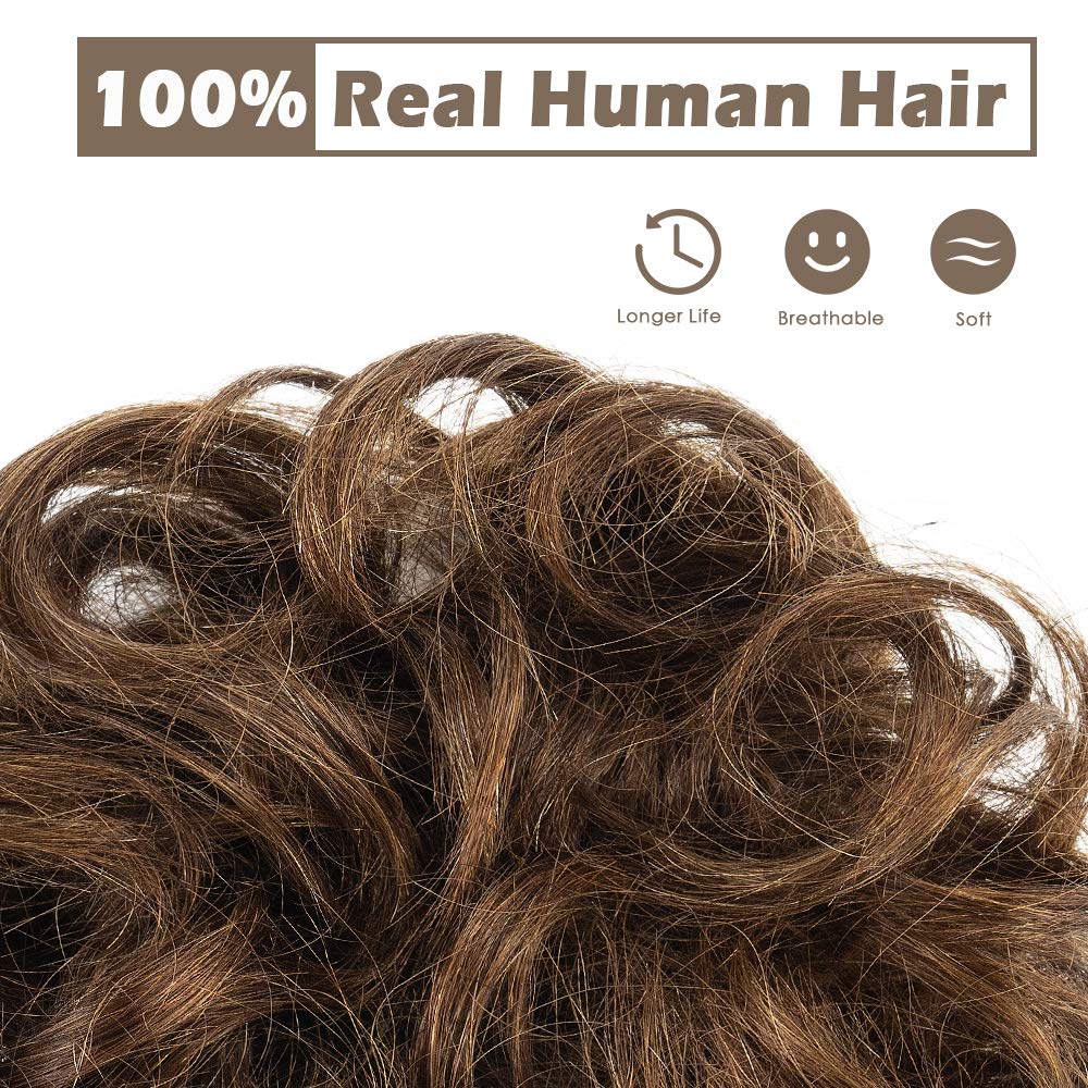 BARSDAR Chestnut Brown Human Hair Bun - Real Hair Bun Extensions for Women - Natural Bun Scrunchie Updo Chignon for Daily Use - Medium Size - Perfect for Work, Parties & Special Occasions
