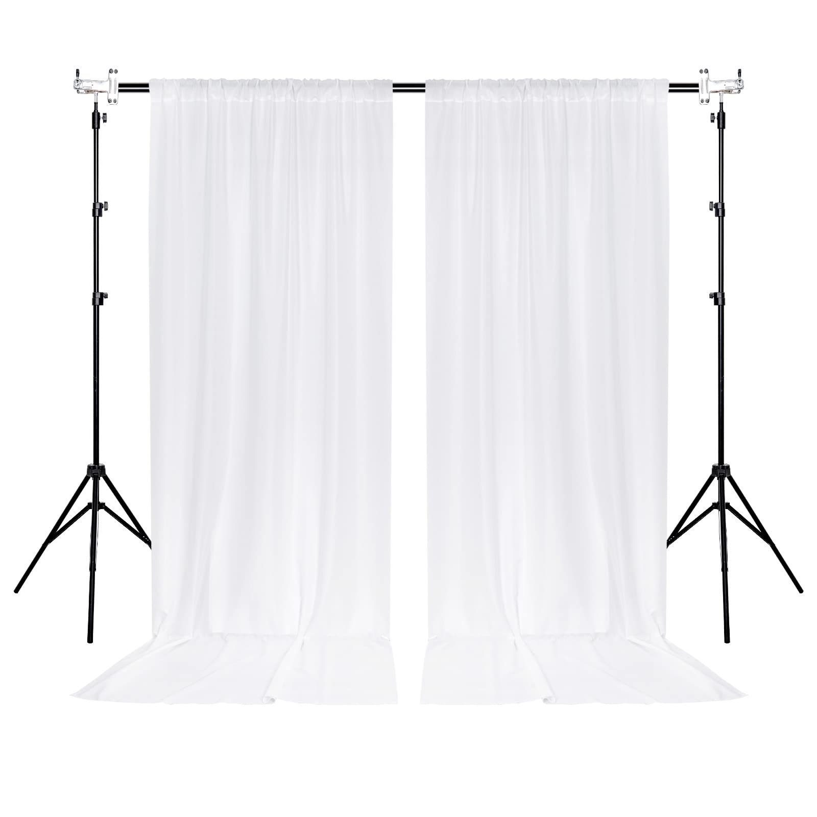 10 ft × 10 ft White Polyester Photography Backdrop Curtain for Wedding, Baby Shower & Birthday Party Decor - 2 Panel Privacy Drapes for Home, Studio & Holiday Events