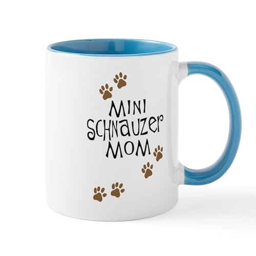 White/Blue Inside - Mini Schnauzer Mom Mug