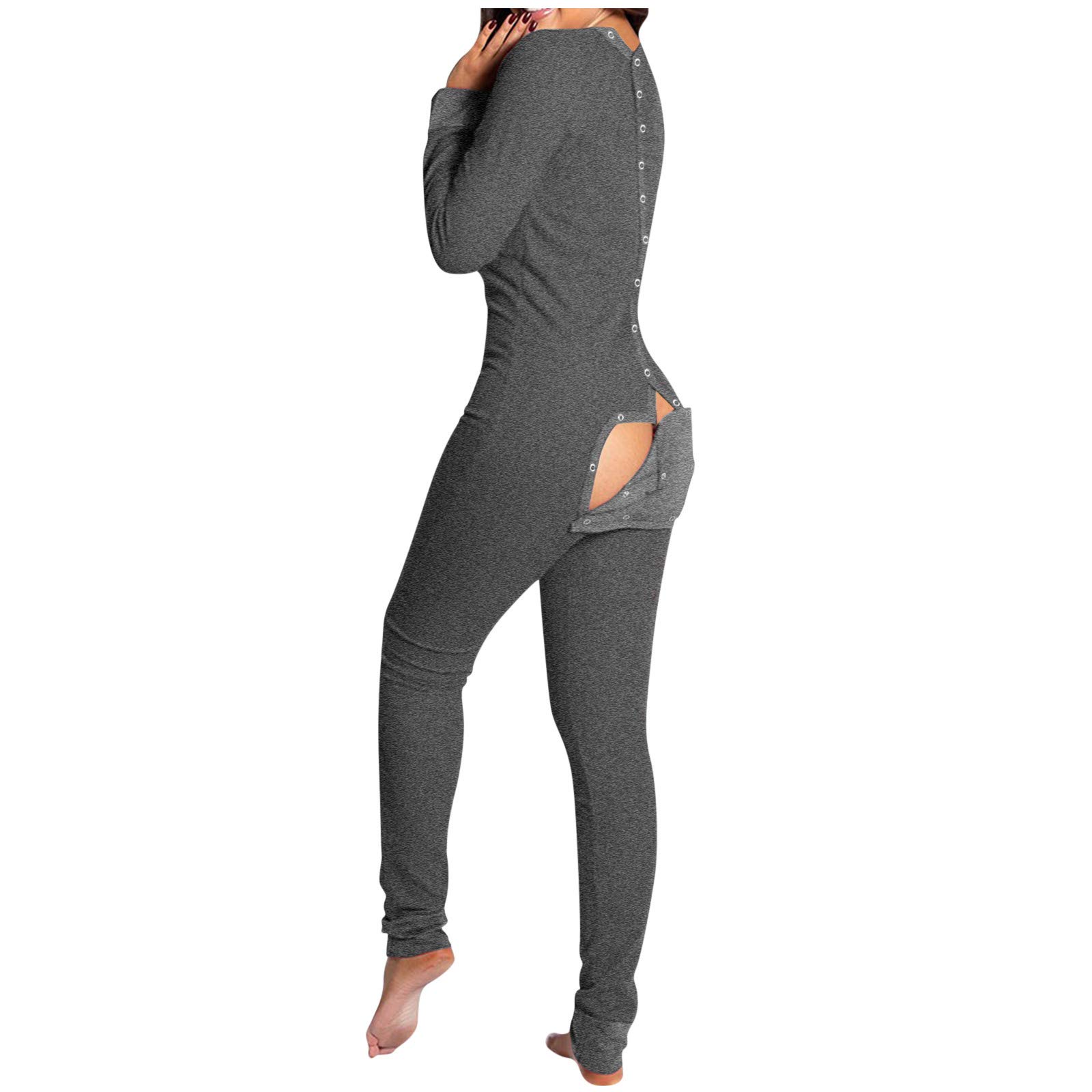 Naladoo Women's Button-Down Jumpsuit - Plus Size Short Sleeve Pajama Set with Flap Pockets | Comfortable Sleepwear & Lounge Wear for Home, Travel & Relaxation