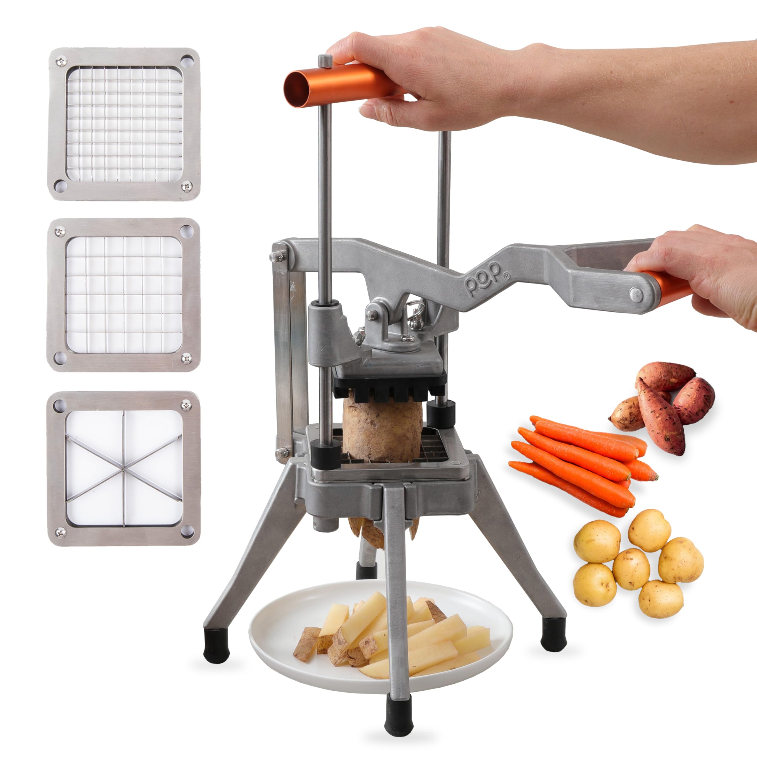 Premium Stainless Steel French Fry Cutter - Commercial Grade Potato & Vegetable Slicer with 1/4