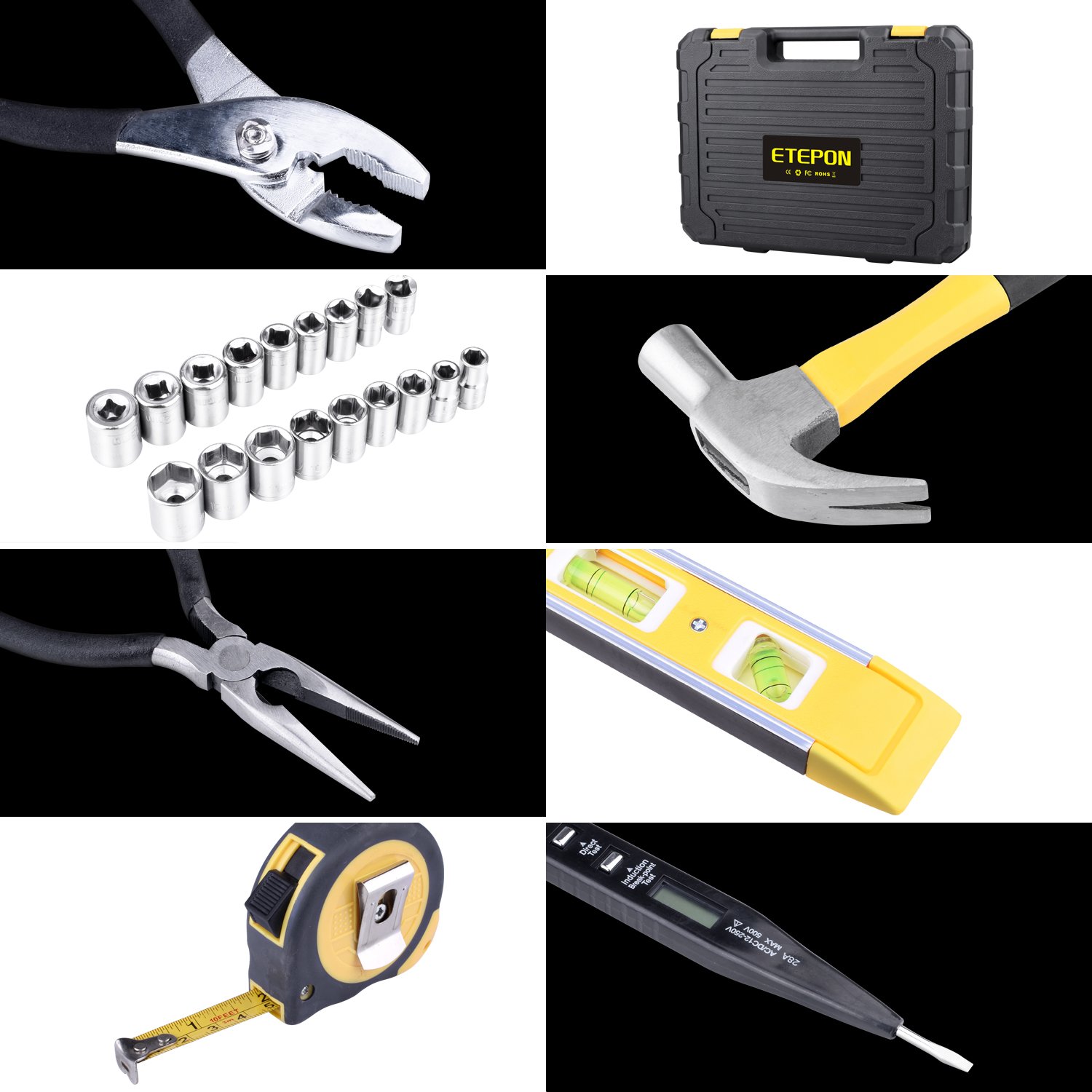 ET016 Home Repair Tool Kit - 65-Piece General Household Tool Set for DIY, Auto & Home Maintenance - Durable Hand Tools with Portable Storage Case - Perfect for Garage, Workshop & Emergency Repairs