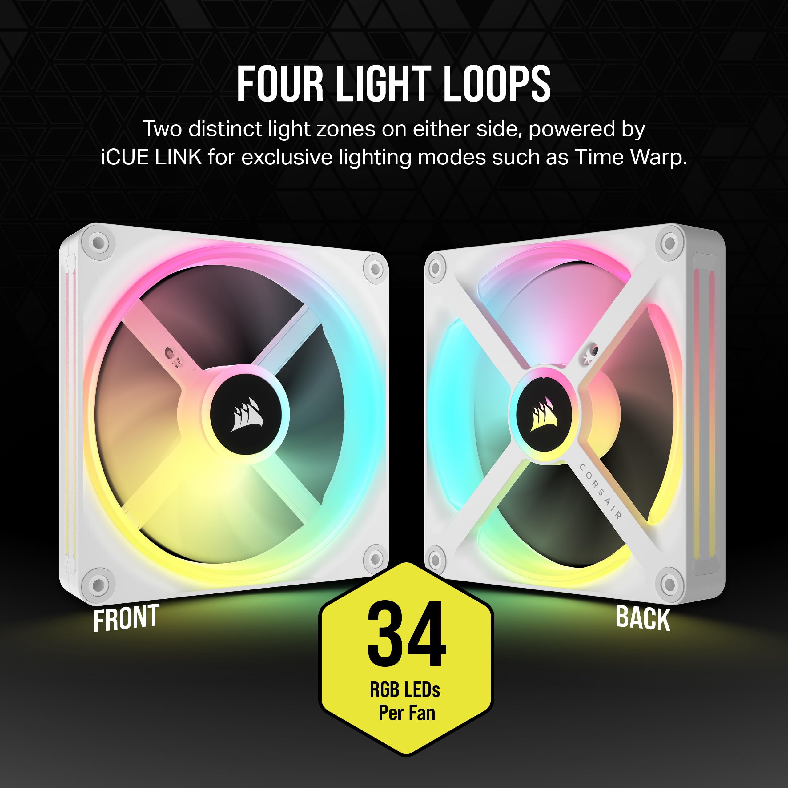 Corsair iCUE LINK QX140 RGB 140mm Magnetic Dome RGB PC Cooling Fans - Double Fan Starter Kit with iCUE LINK System Hub (White) - High Performance Computer Case Fans for Gaming PC, Workstation & Custom Builds