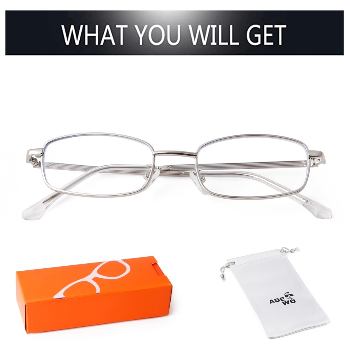 ADE WU Fashion Glasses for Women & Men - Y2K Retro Rectangle Blue Light Blocking Glasses in Gold, Silver & Black | Perfect for Office, Gaming & Screen Time Protection
