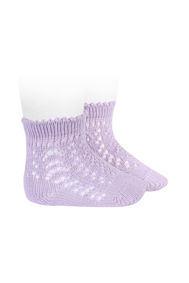 Breathable Lavender Ankle Socks with Openwork Design - Comfortable Women's Casual Socks for Summer, Yoga, and Daily Wear