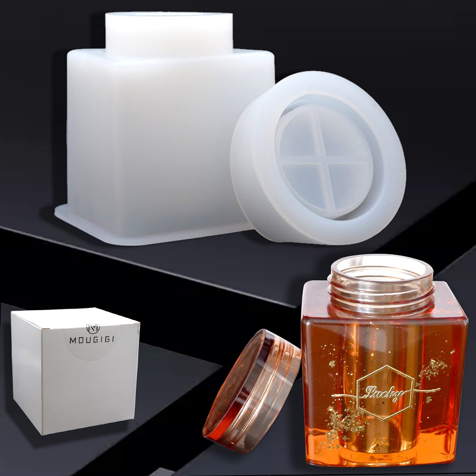 Premium MOUGIGI Silicone Resin Mold Set - DIY Jewelry Box & Bottle Storage Container Molds for Resin Art, Epoxy Crafts - Perfect for Handmade Jewelry, Home Decor, and Gift Making